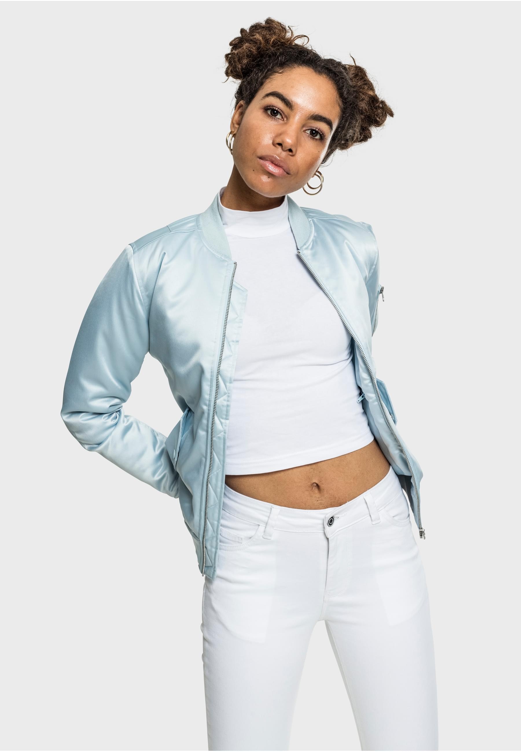 URBAN CLASSICS Allwetterjacke »Urban Classics Damen Ladies Satin Bomber Jacket« 1 Stk. tlg. ohne Kapuze