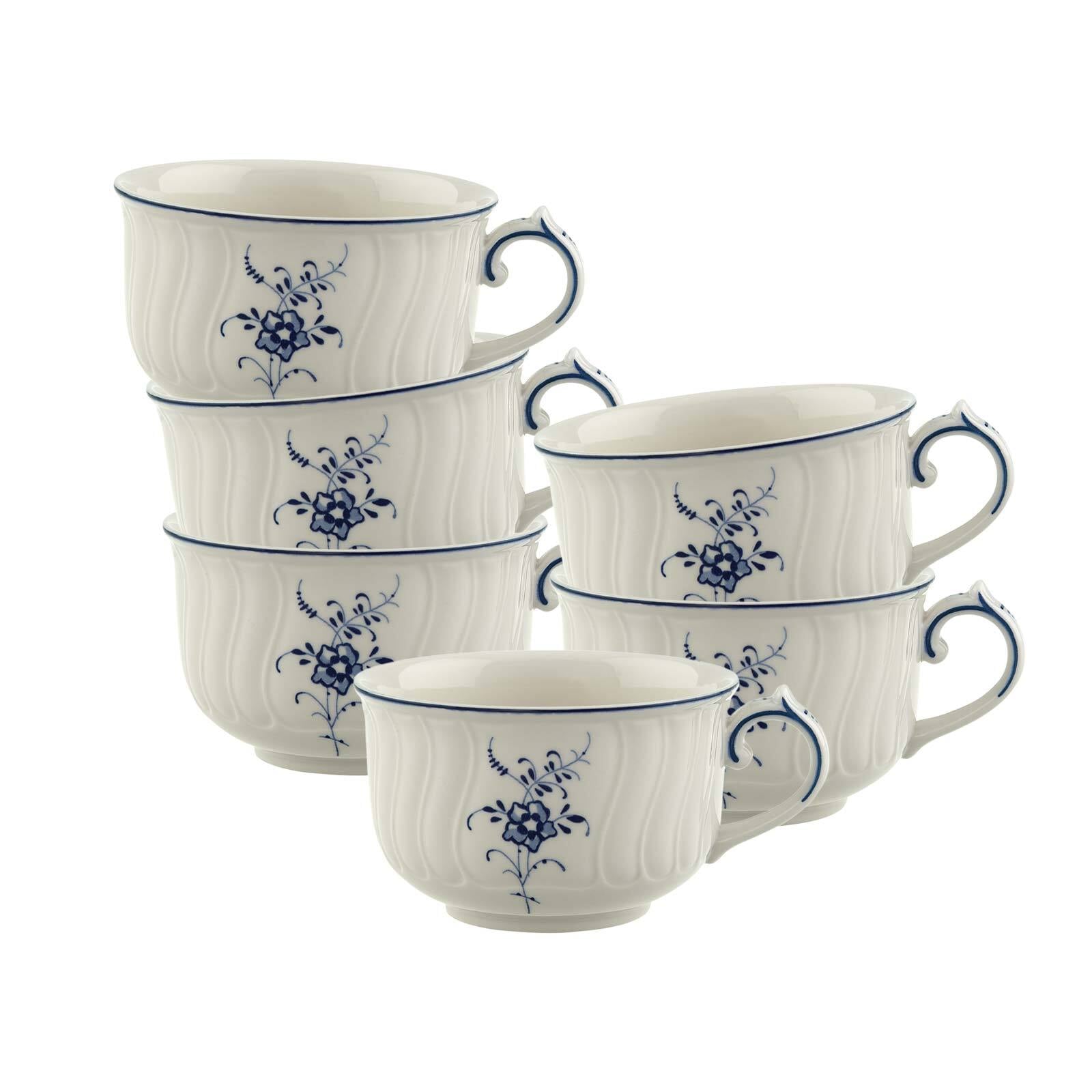Villeroy & Boch Tasse "Teetassen Vieux Luxembourg 150 ml 6er Set weiß-blau" Spülmaschinenfest, Mikrowellensicher