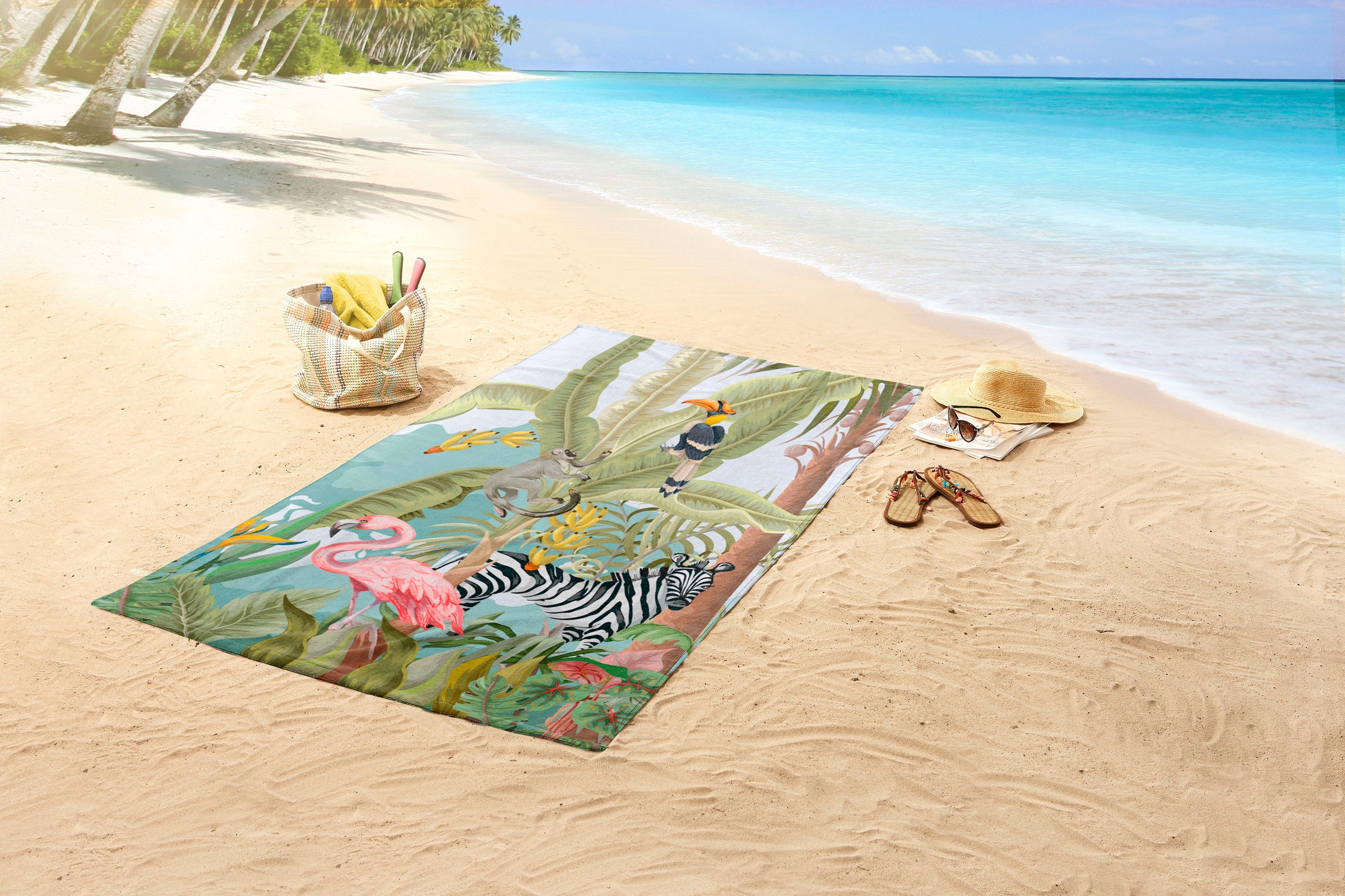 good morning Strandtuch "Jungle party" Mikrofaser, 75x150, Schnelltrocknend günstig online kaufen