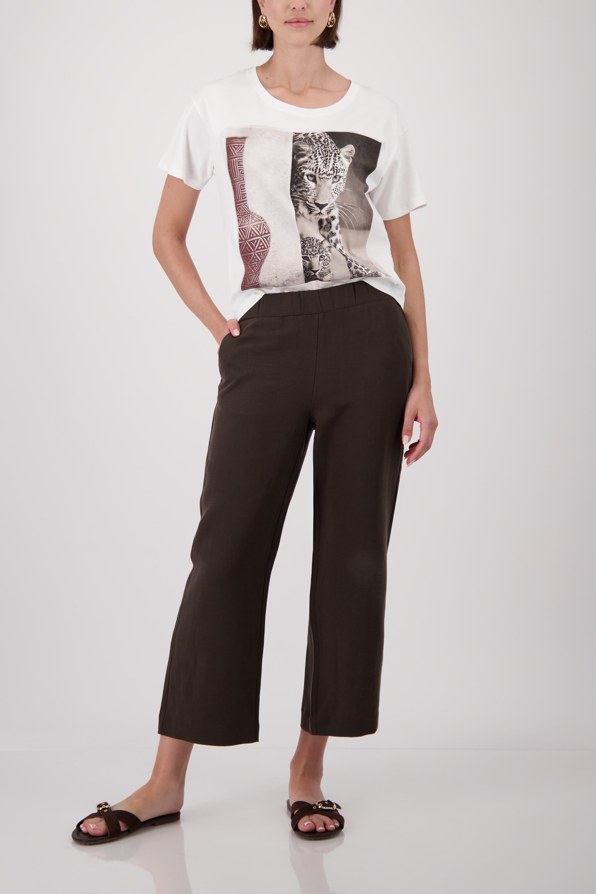 Monari 7/8-Hose »Hose Sarah Basic Leinen«  Regular fit mit elastischem Bund