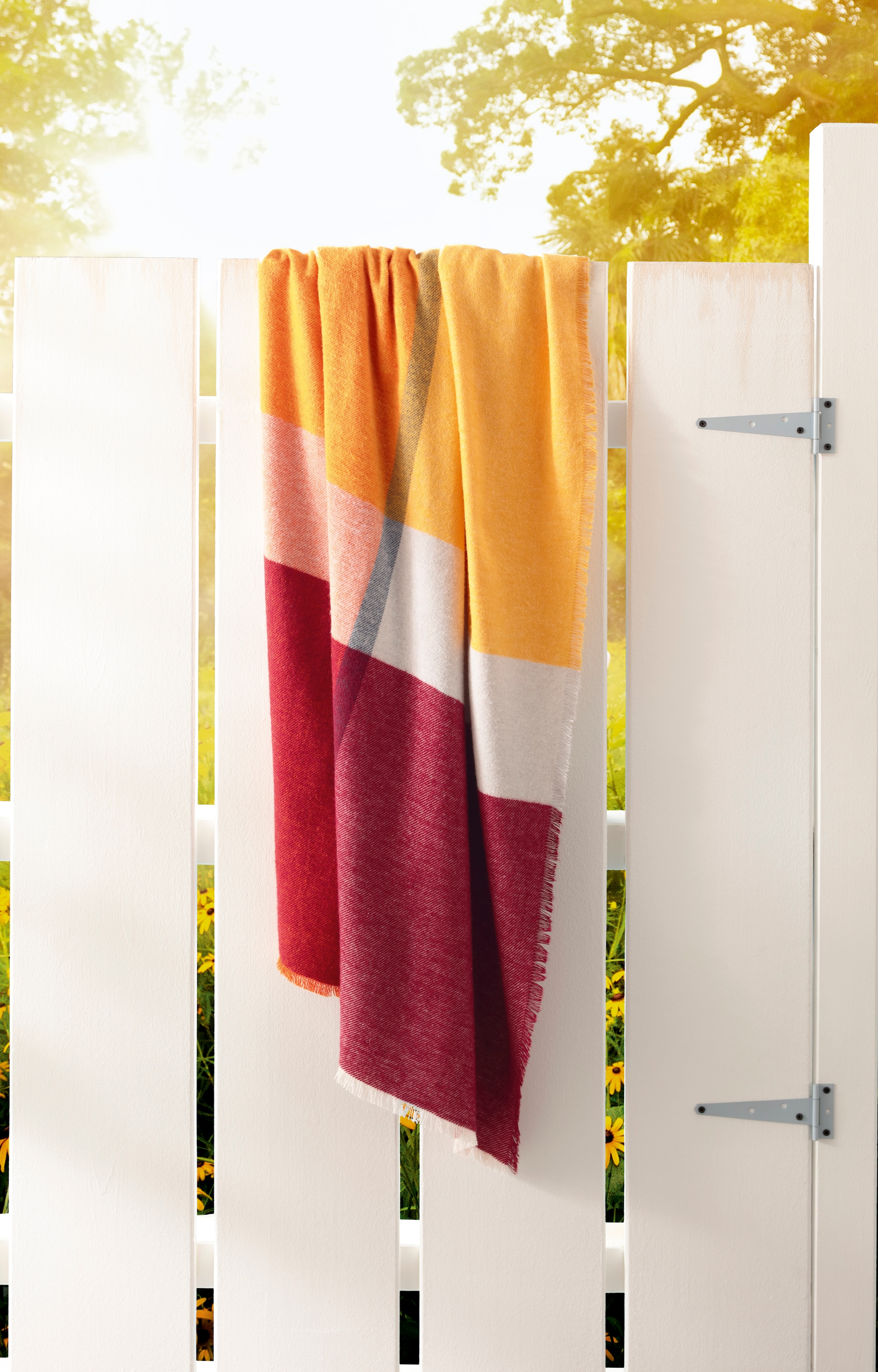 Biederlack Plaid »Plaid Summer« sommerliches Plaid mit Fransen