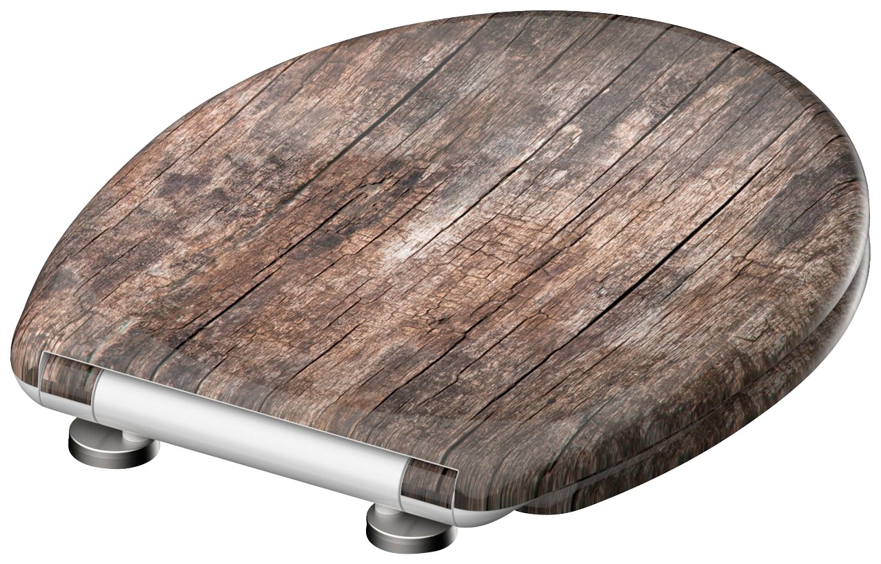 welltime WC-Sitz »Used Wood«, abnehmbar, Absenkautomatik, bruchsicher, kratzfest, Schnellverschluss
