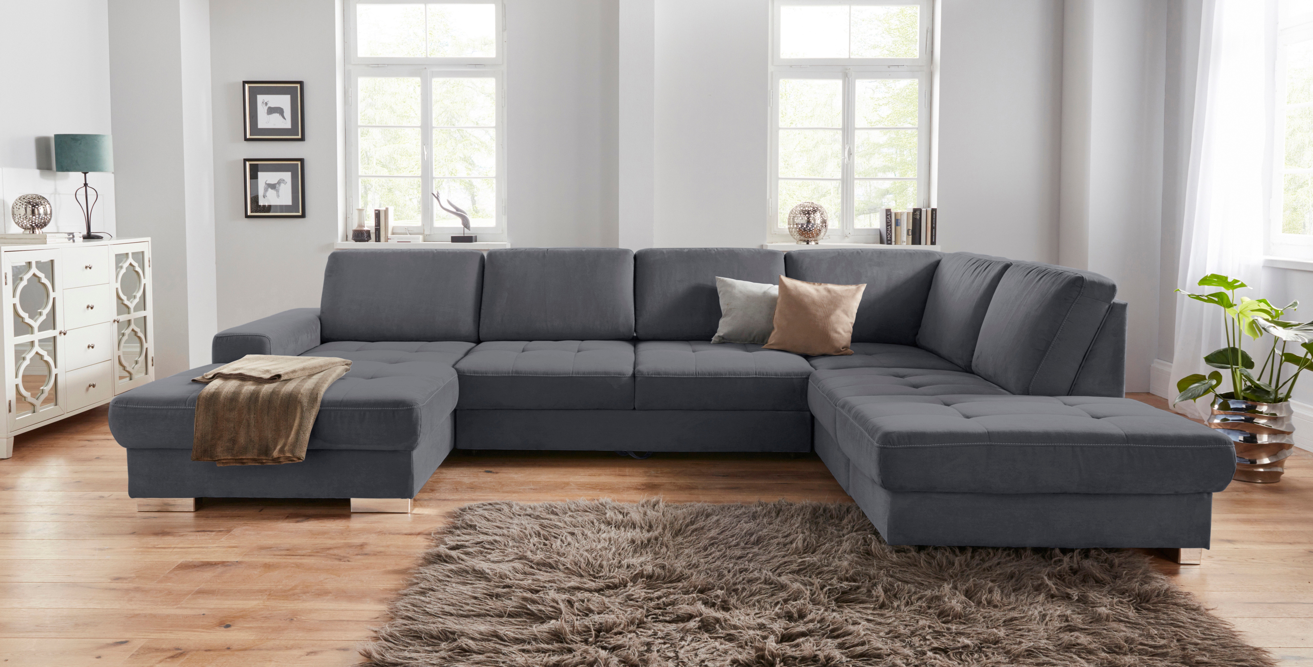 sit&more Wohnlandschaft "Santorini U-Form" mit Federkern und Sitztiefenverstellung, wahlweise mit Schlaffunktion