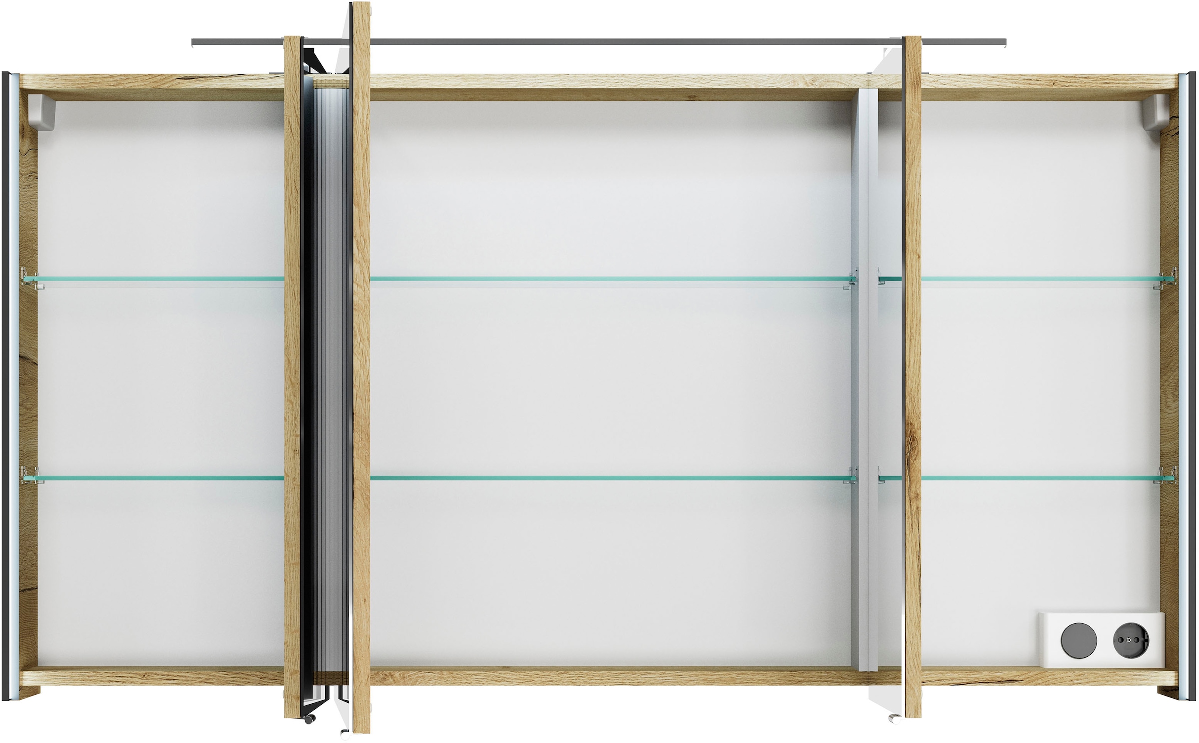 Saphir Spiegelschrank »Serie 7045 Badezimmer-Spiegelschrank inkl. LED-Beleuchtung, 3 Türen«, Badschrank 133,2 cm breit, inkl. LEDplus Schalter und Türdämpfer