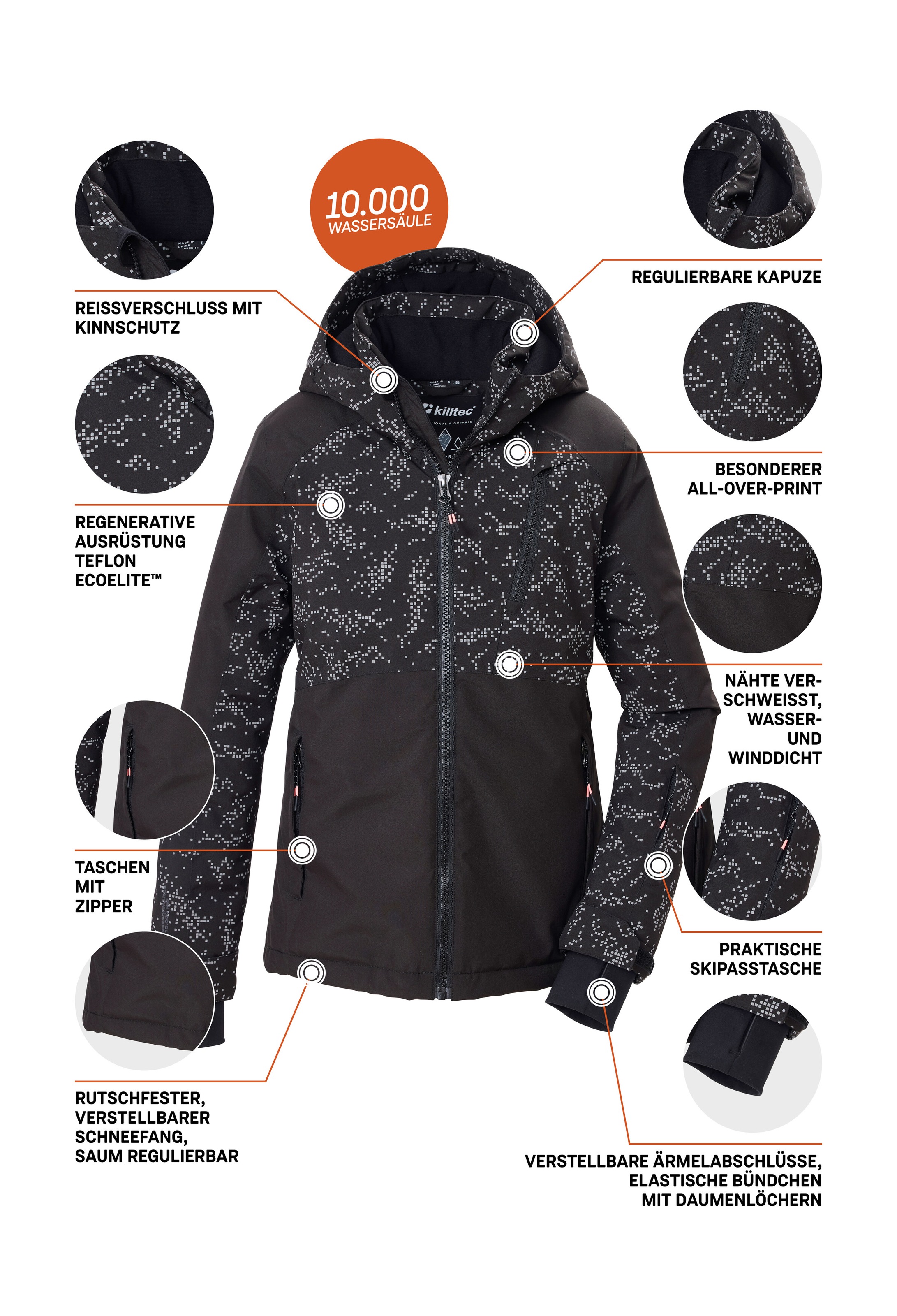 Killtec Skijacke »KSW 189 GRLS SKI JCKT« Wind- und wasserdicht, atmungsaktiv, grafischer All-over-Print