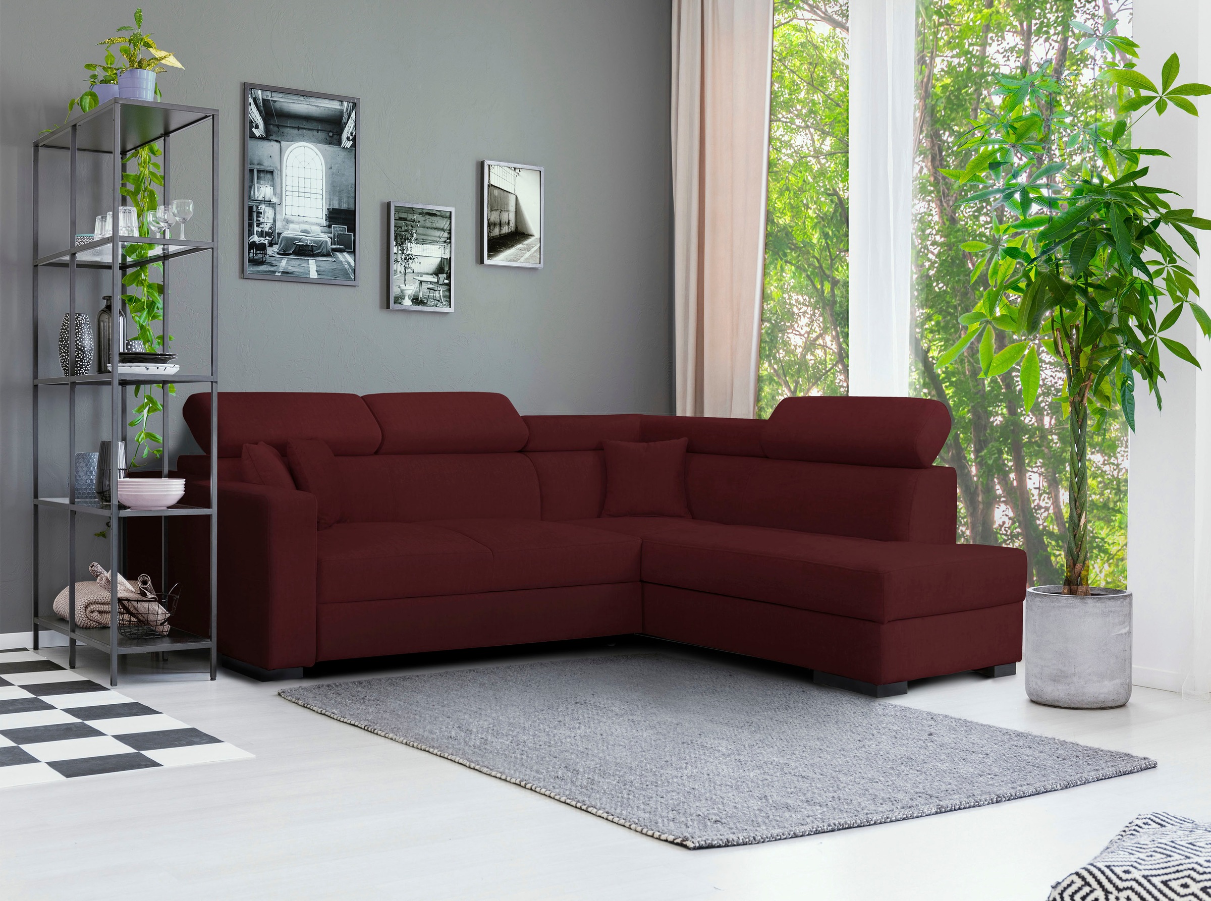 Home affaire Ecksofa »Tulio L-Form«, wahlweise mit Bettfunktion und Bettkasten, incl. 3 Zierkissen