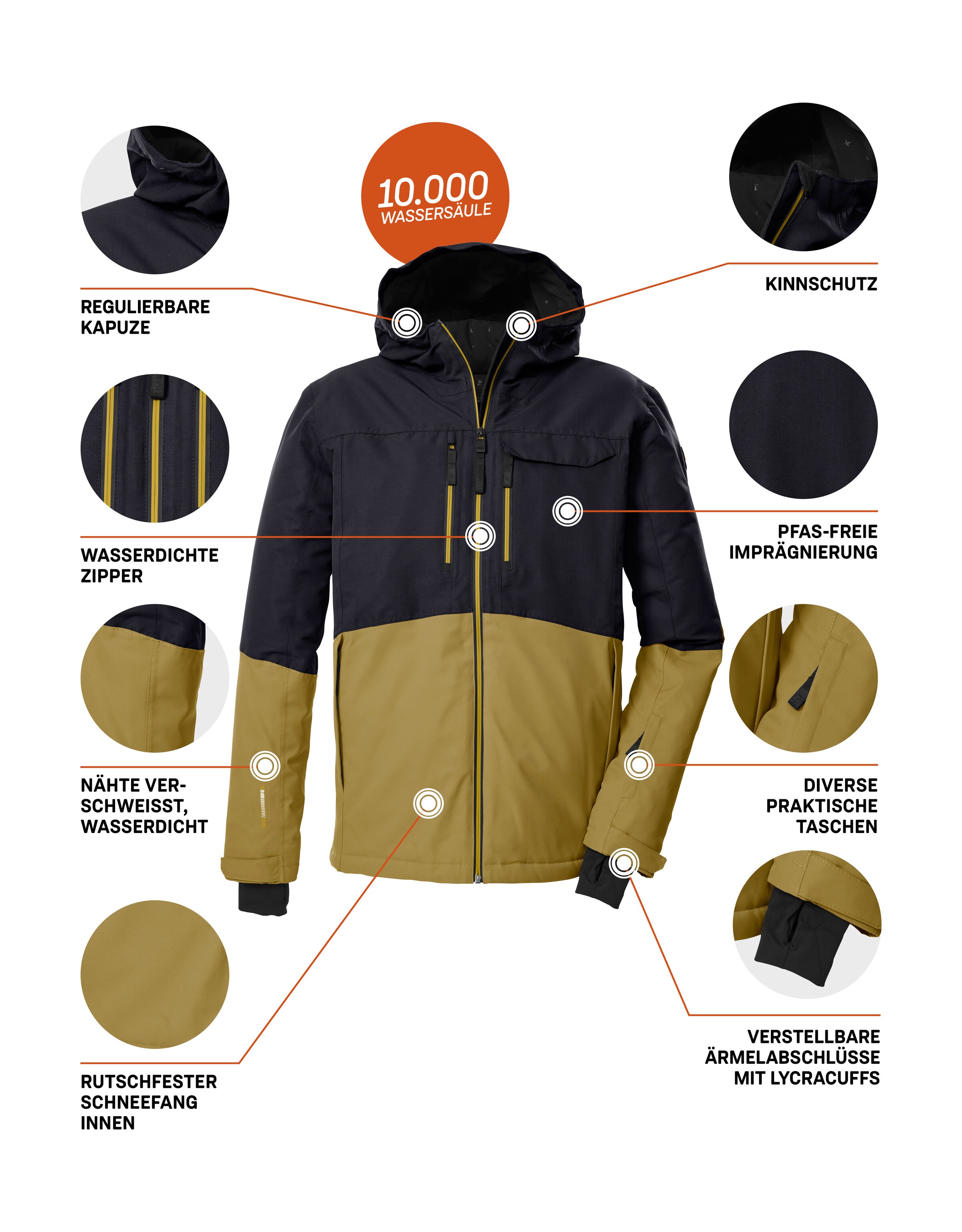 Killtec Skijacke »KSW 53 MN SKI JCKT« Skijacke: wasserdicht, atmungsaktiv, Colourblock, viele Taschen