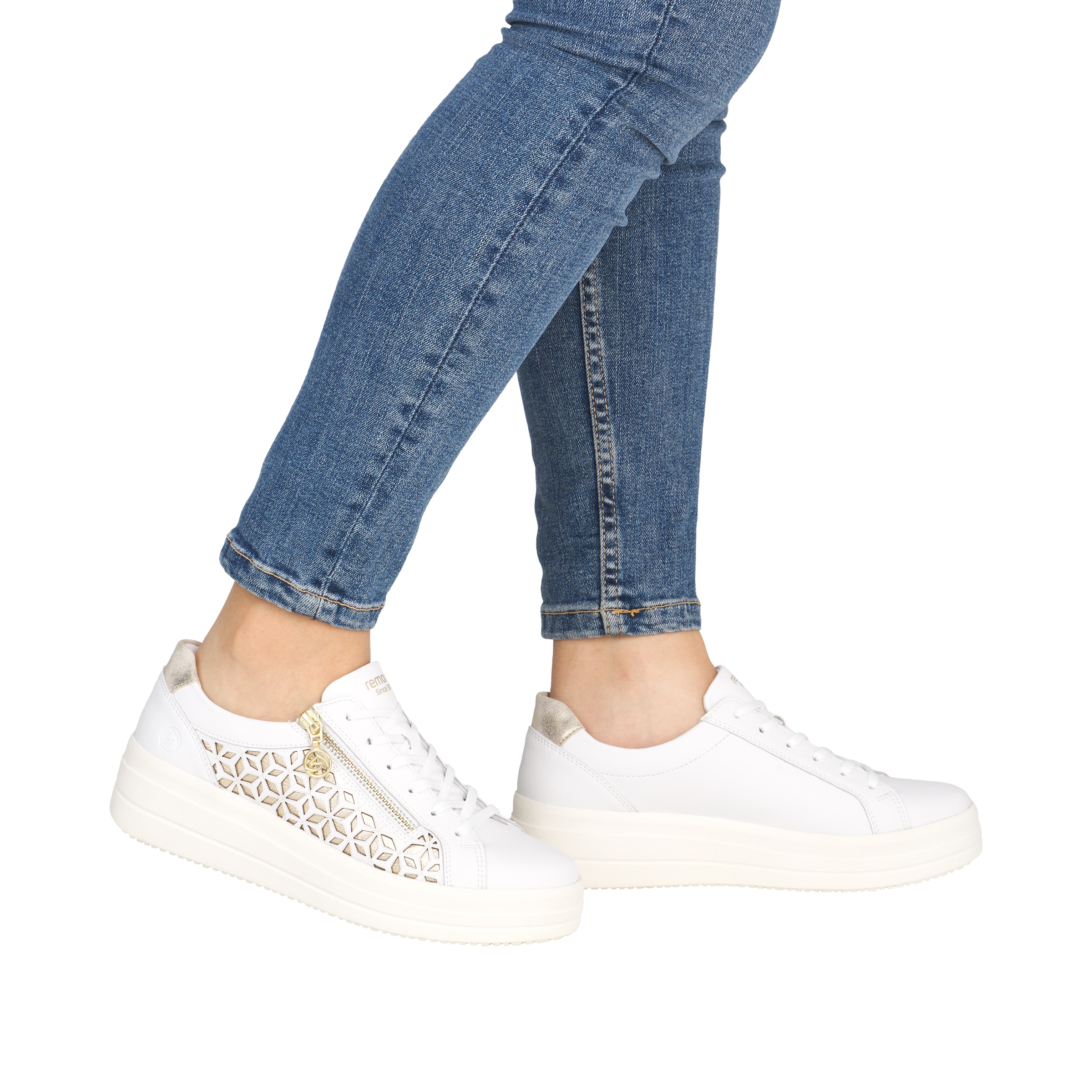 Remonte Plateausneaker  Halbschuh, Schnürschuh mit Perforation und seitlichem Reißverschluss