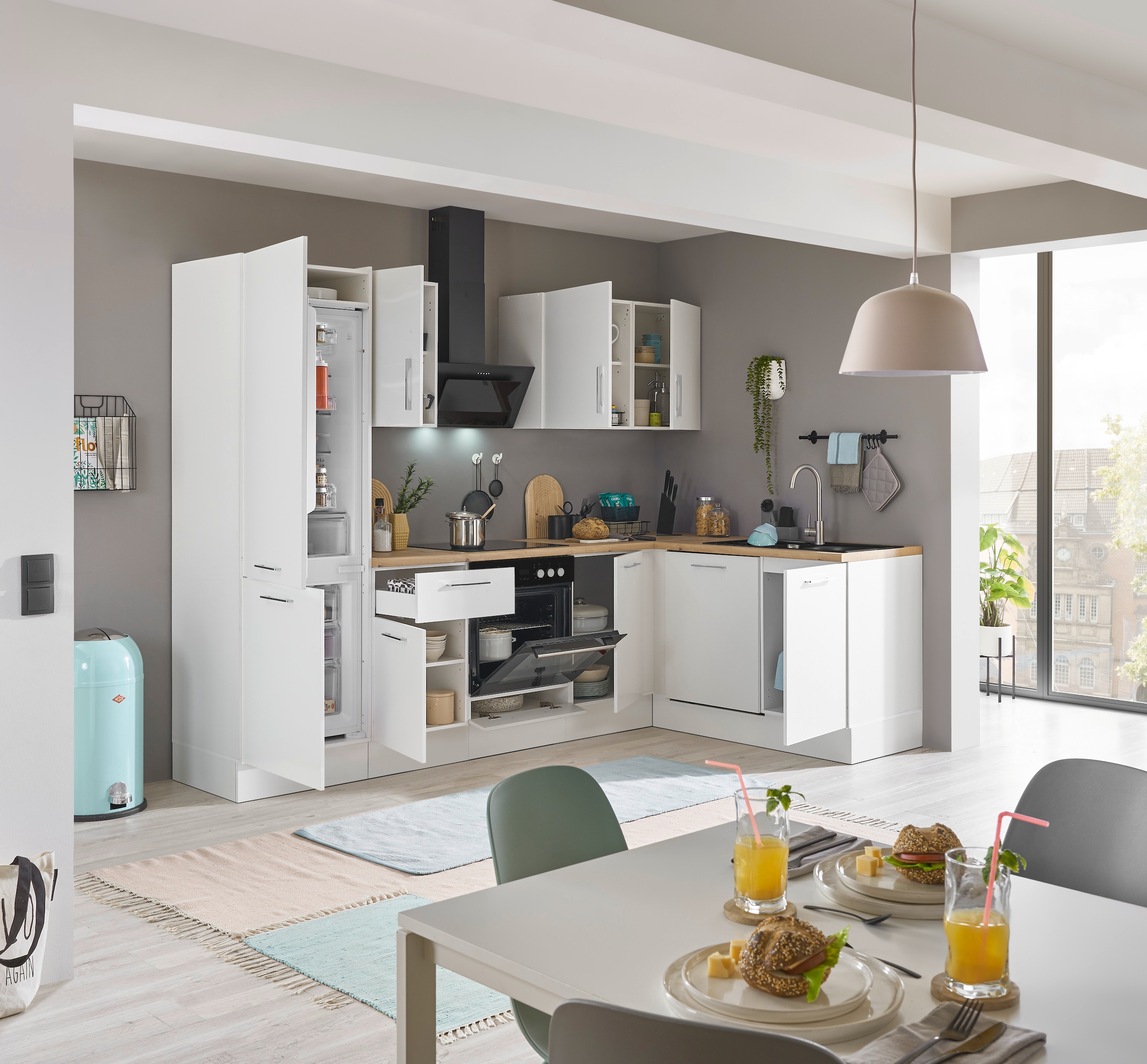 BASIC by Balculina Winkelküche »Turin«, Stellbreite 280x175 cm, wahlweise mit E-Geräten