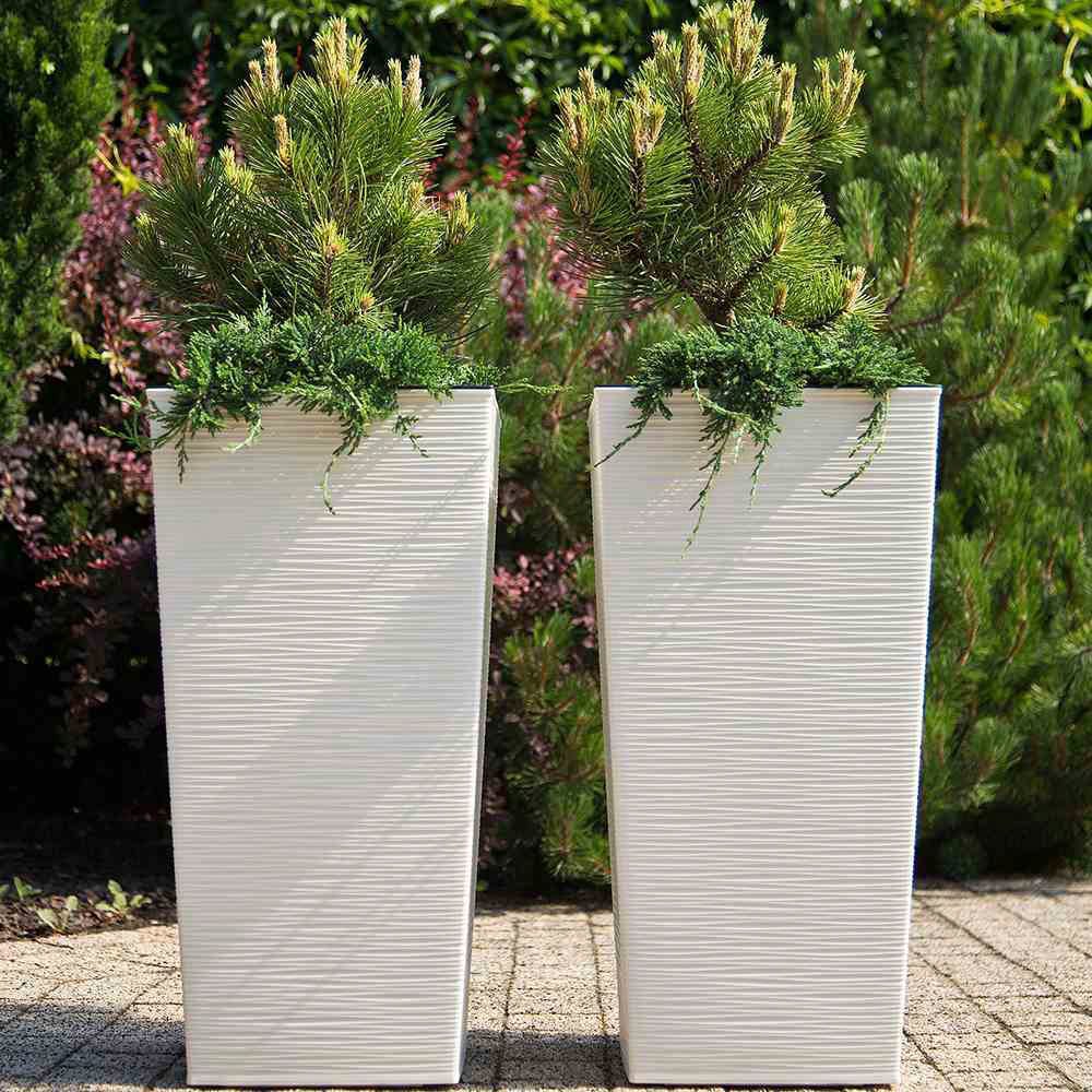 Siena Garden Pflanzkübel, Rillenoptik, eckig