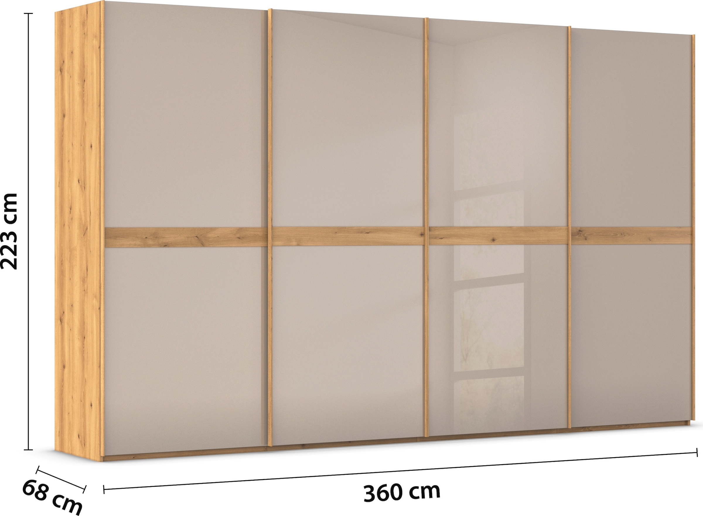 rauch Schwebetürenschrank »Kleiderschrank Schrank Garderobe Schlafzimmerschrank SCALE-LINE«, edle Optik mit Bauchbinde in Korpusfarbe mit Glasfront MADE IN GERMANY