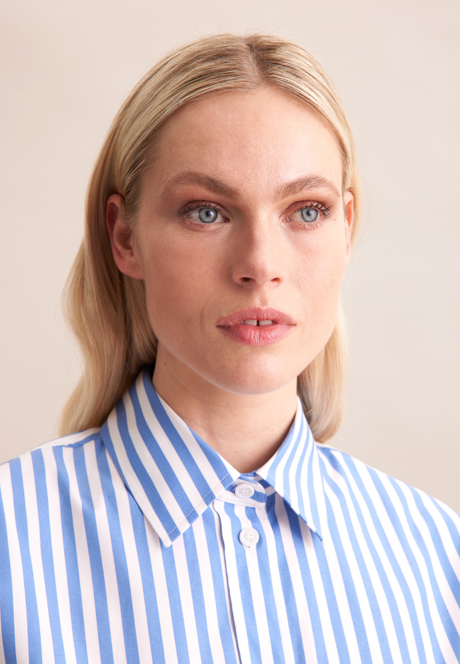 Thumbnail - seidensticker Longbluse "Schwarze Rose" 1/2 Kragen Streifen