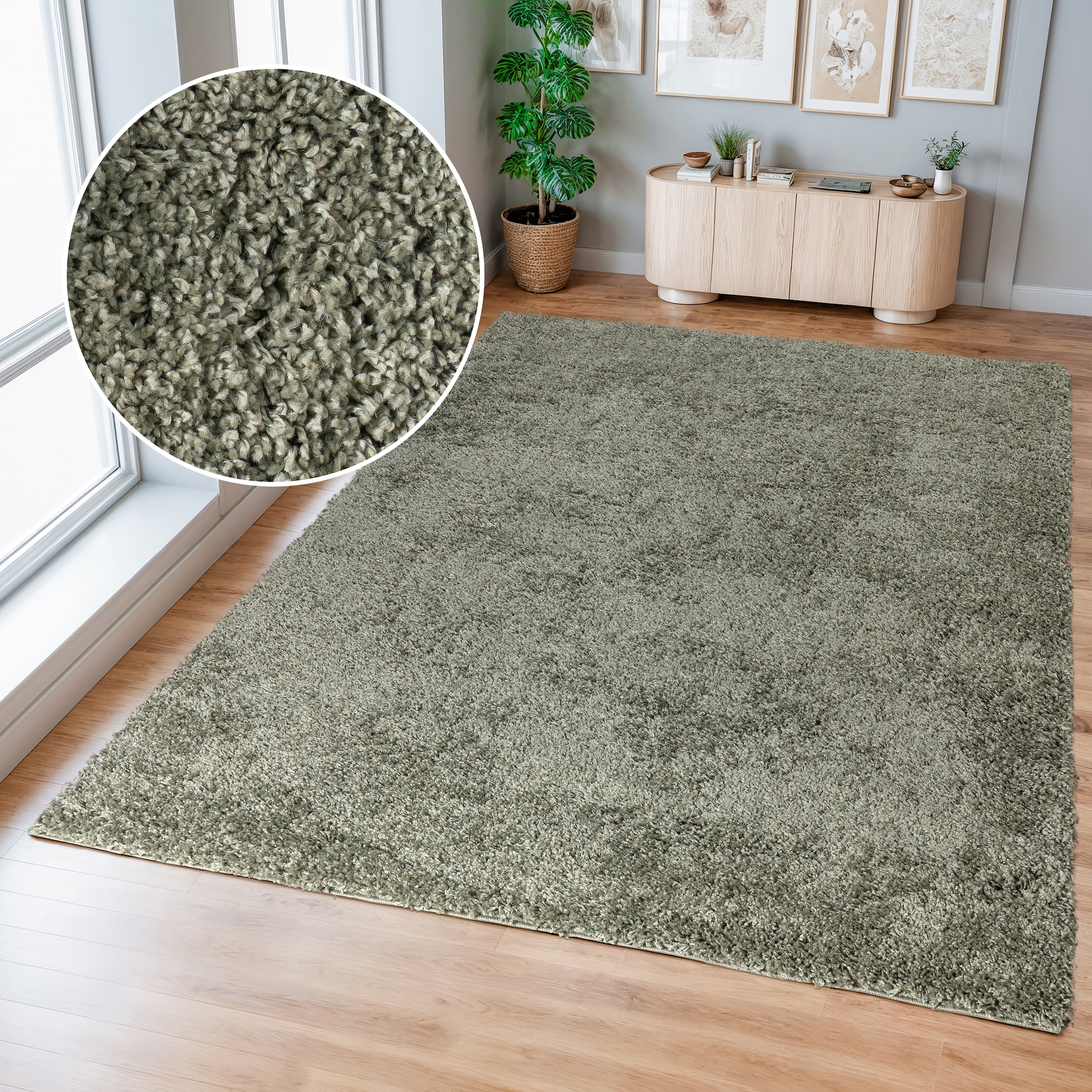 my home Hochflor-Teppich "Viva" rechteckig 45 mm Höhe Uni Farben, einfarbig günstig online kaufen