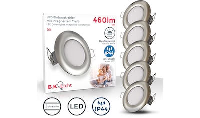 LED Bad-Einbauleuchte, 5er Set, Schutzart IP44 spritzwassergeschützt, Ø 8,5 cm