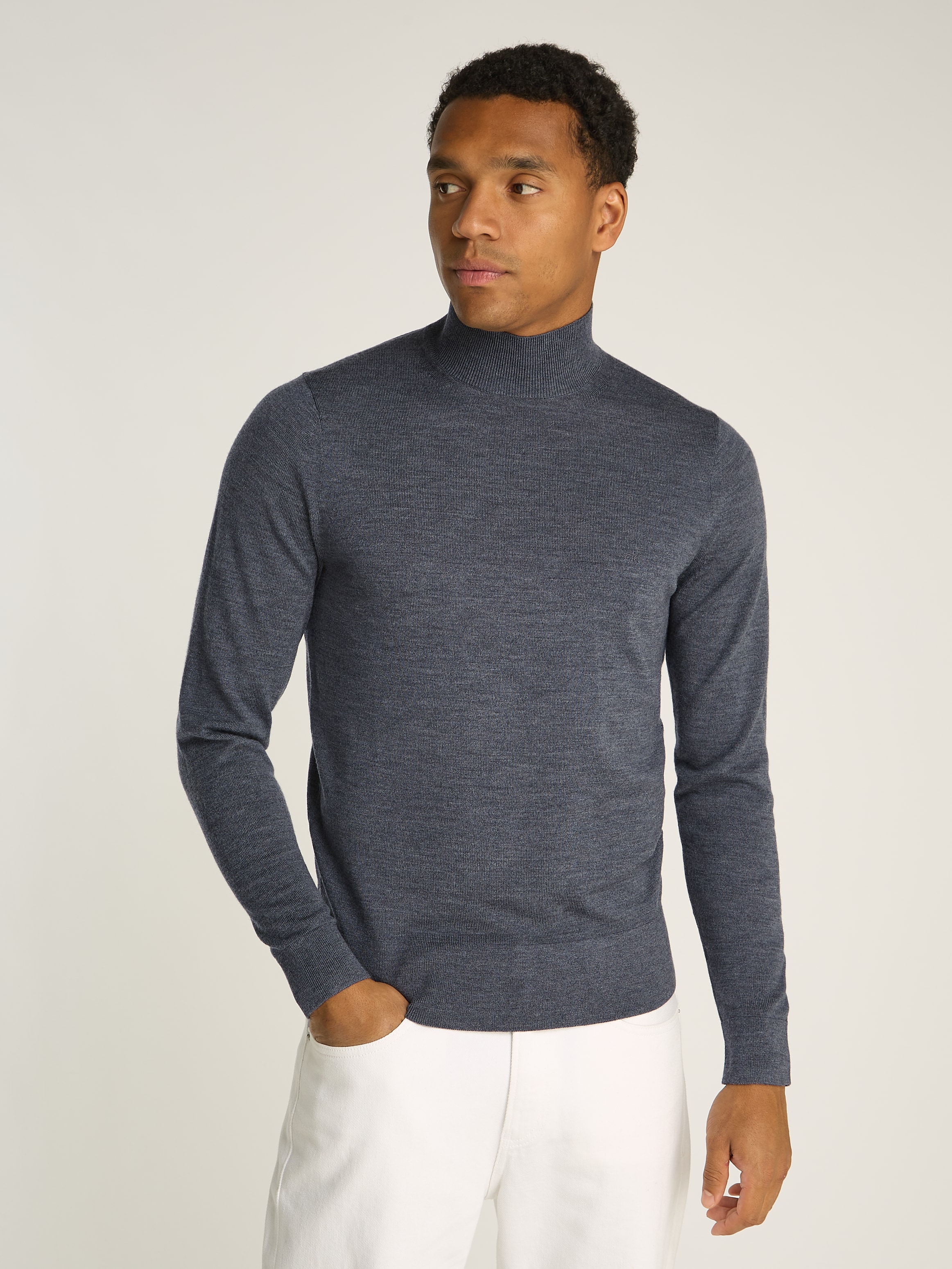 Calvin Klein Rollkragenpullover "MERINO MOCK NECK SWEATER", mit Markenlabel günstig online kaufen