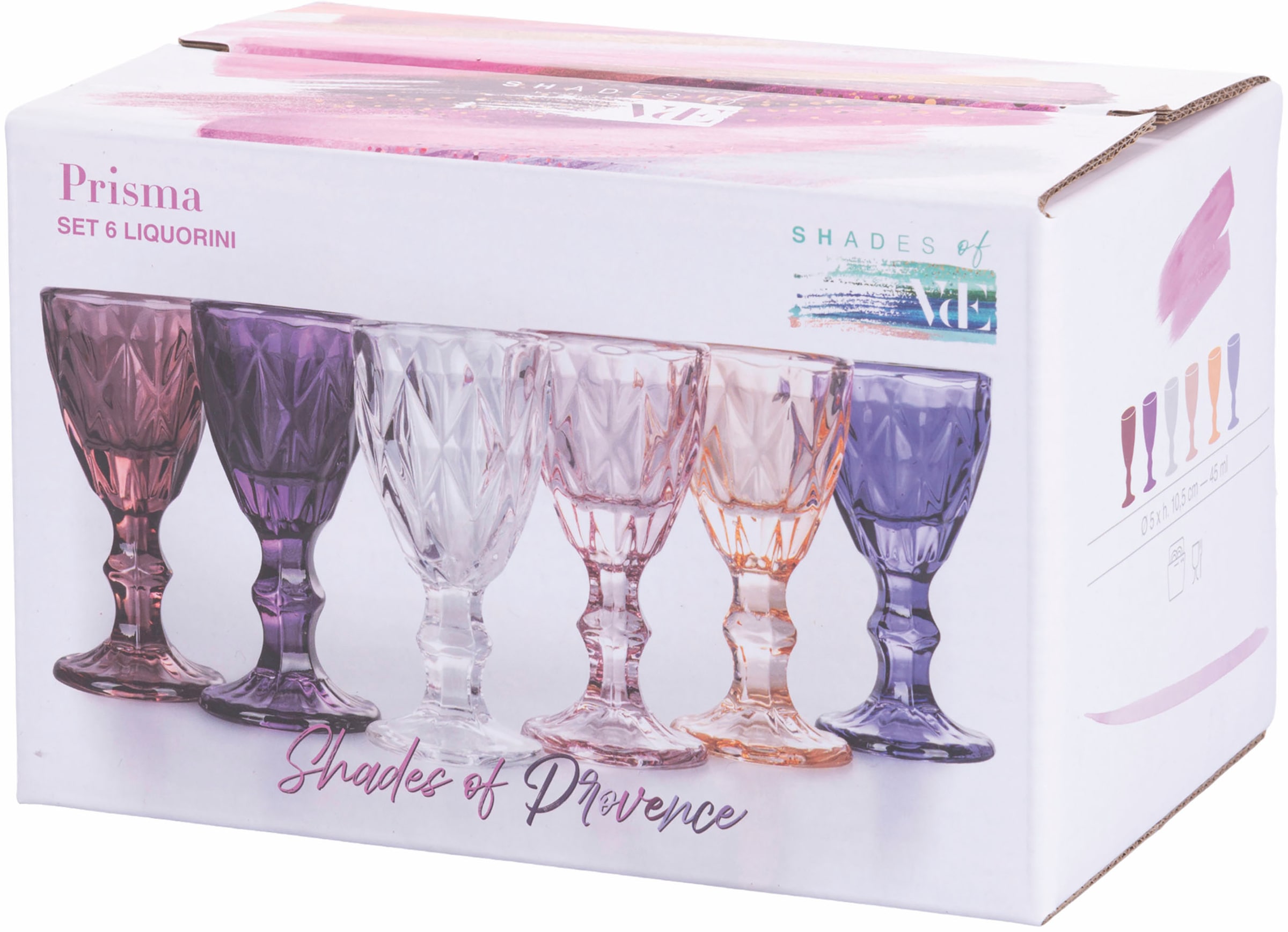 Villa d'Este Likörglas »Prisma Provence«, (Set, 6 tlg.), Gläser-Set, 6-teilig, Inhalt 45 ml