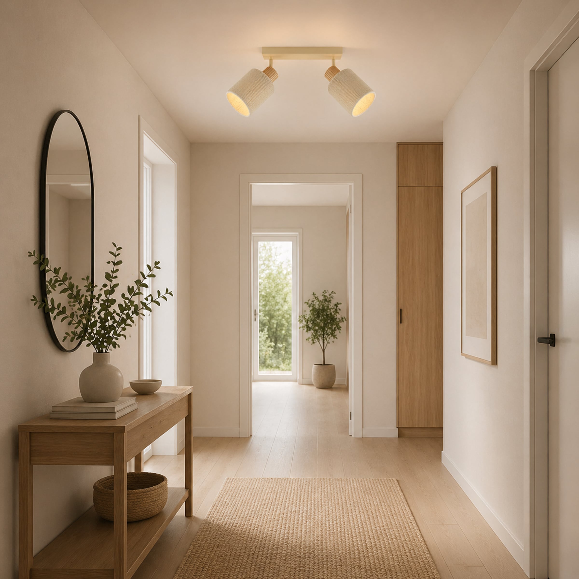 Brilliant Deckenstrahler »Arlo« E27 1 Stk. E27 Fassung, Strahler schwenkbar, Metall/Holz/Textil, beige