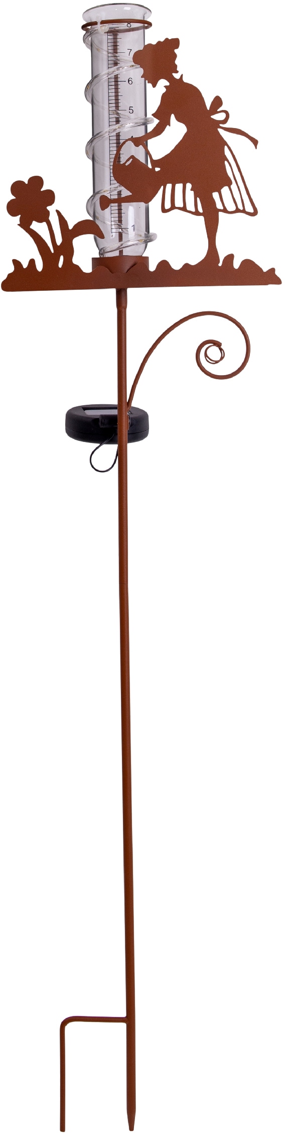 LED Solarleuchte NÄVE "Elaia", braun, B:6cm H:95cm L:23,4cm, Leuchten, Regenwassermesser, Akku/Batterie, Material: Eisen, Glas, Kunststoff