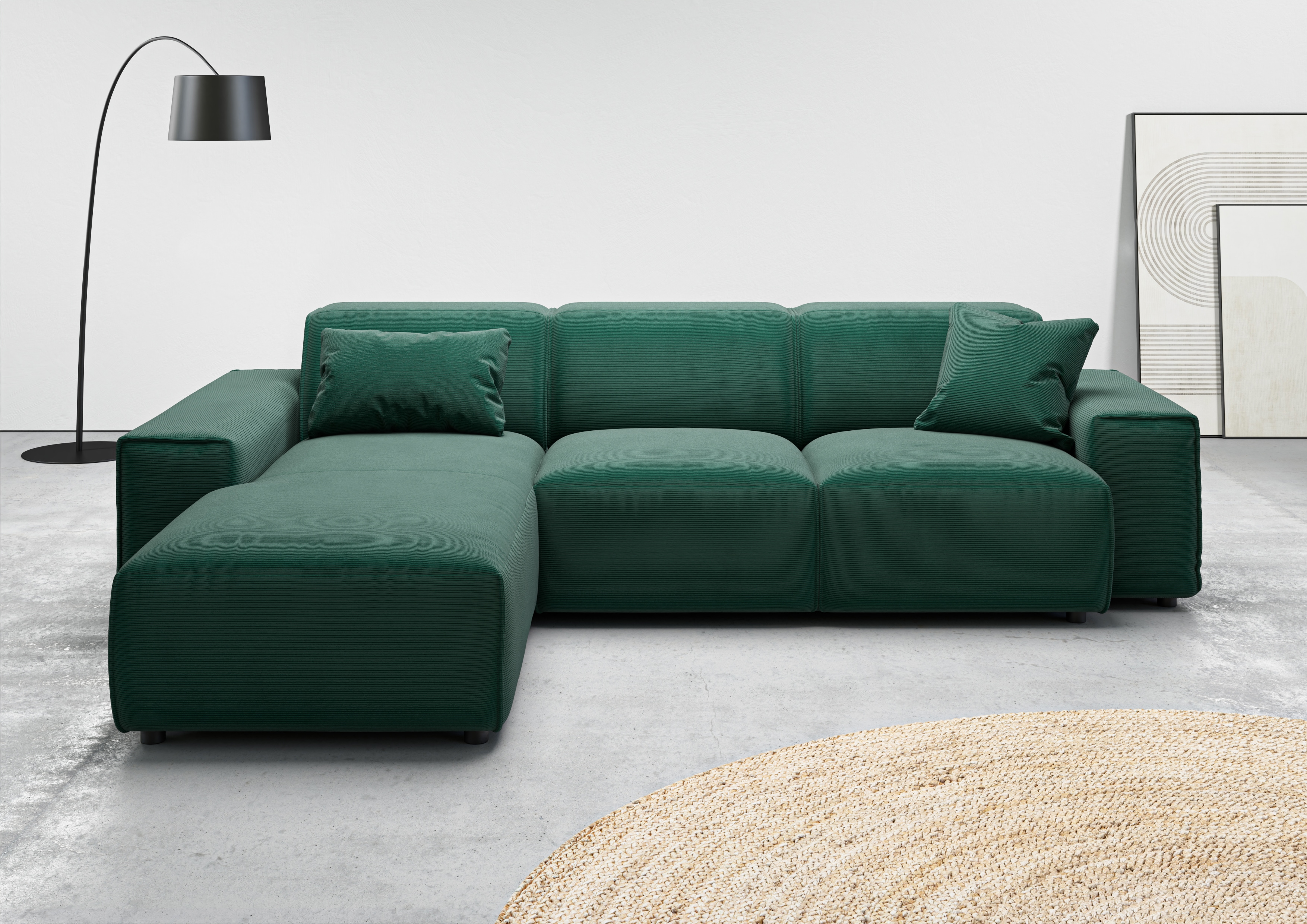 Home affaire Ecksofa "Glimminge L-Form auch in Breitcord, Feincord + Easy care-Bezug," Breite 264, Zierkissen