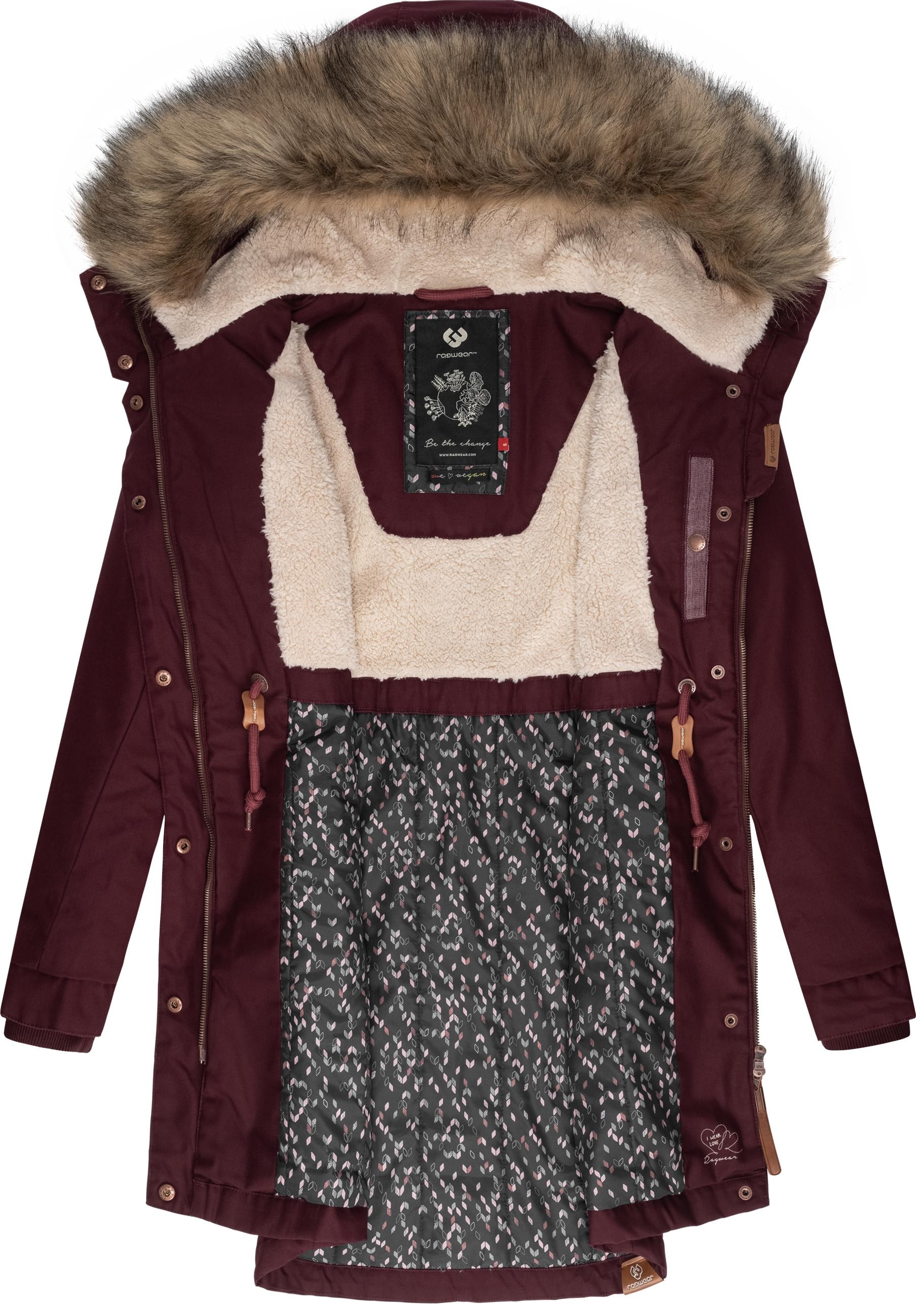Ragwear mit »Tawny«, kaufen mit stylischer Winterjacke Winterparka Kapuze, online | und Kapuze BAUR großer Kunstfellkragen