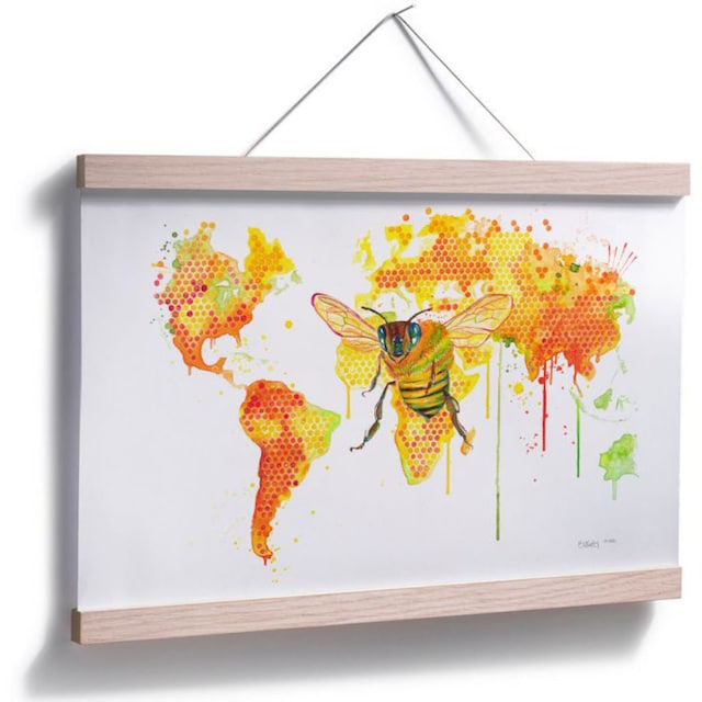 Wall-Art Poster »Bees World«, Schriftzug, (1 St.), Poster, Wandbild, Bild,  Wandposter kaufen | BAUR