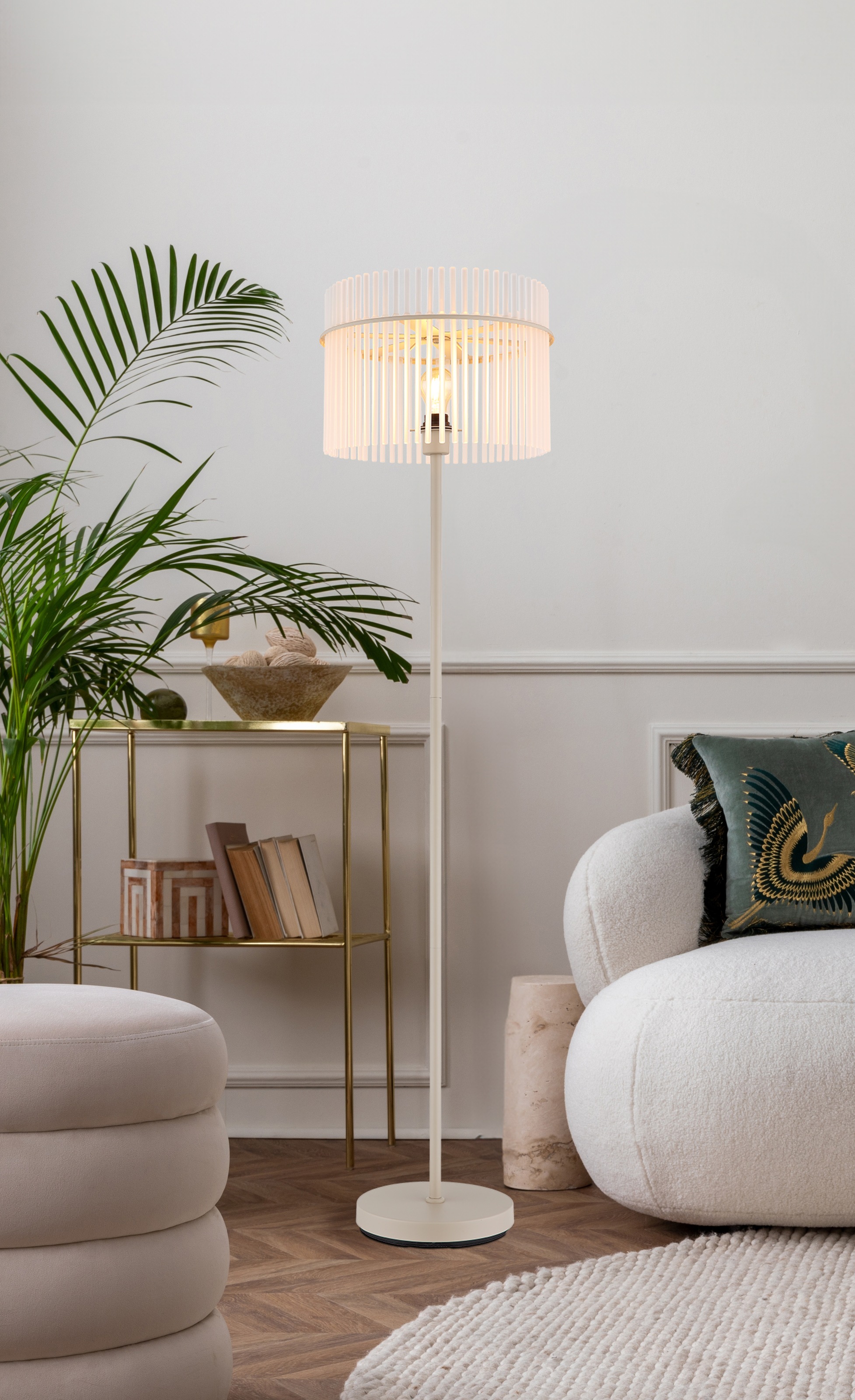 GLOBO LIGHTING Stehlampe »GORLEY« E27 1 Stk. Stehleuchte für Wohn- & Schlafzimmer sandfarben