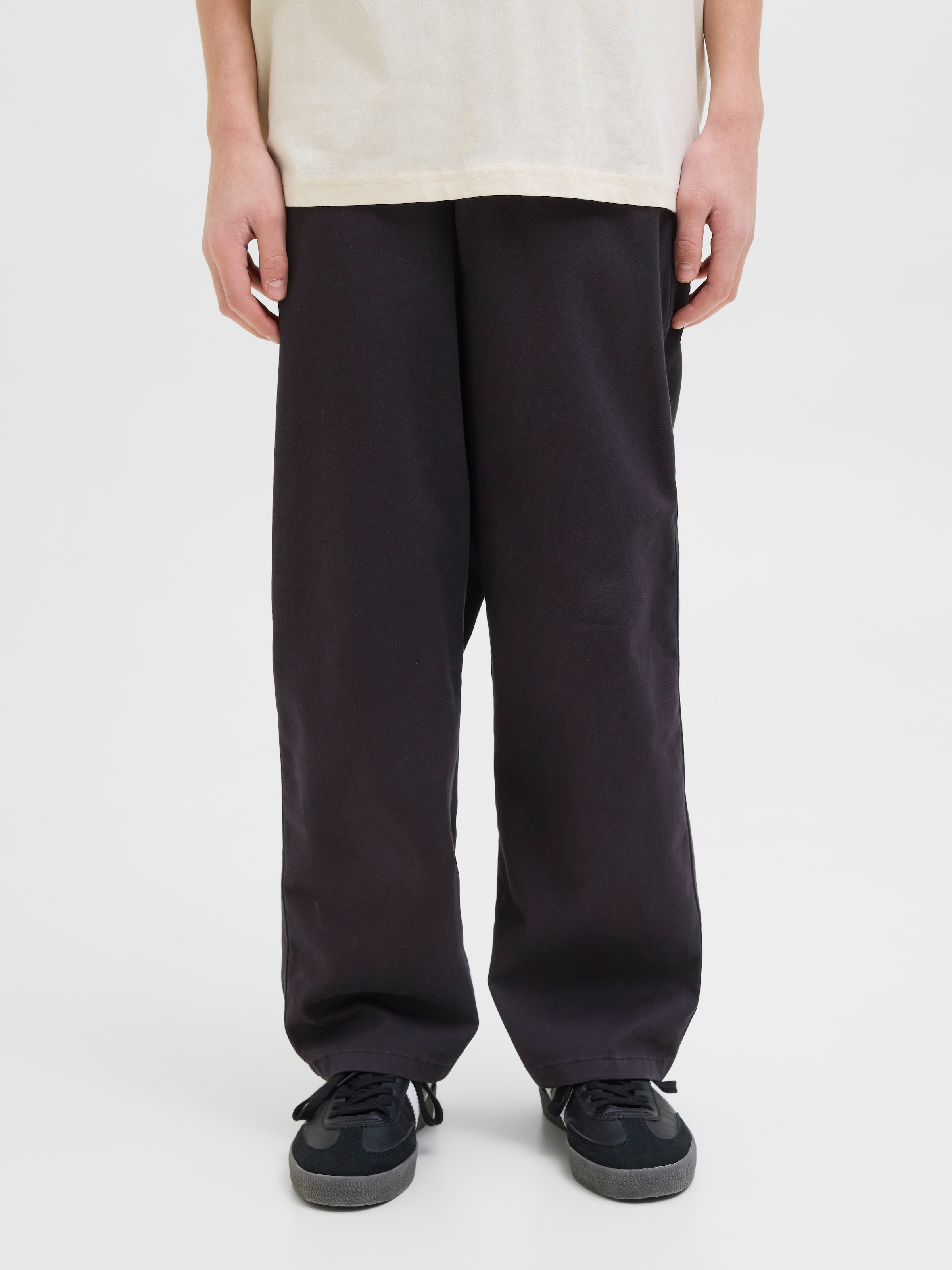 Jungen Chinos "JPSTALEX CO JJCARPENTER PANTS NOOS JNR", schwarz, Gr. 128, JACK & JONES JUNIOR, unifarben, Web, Obermaterial: 98% Baumwolle, 2%