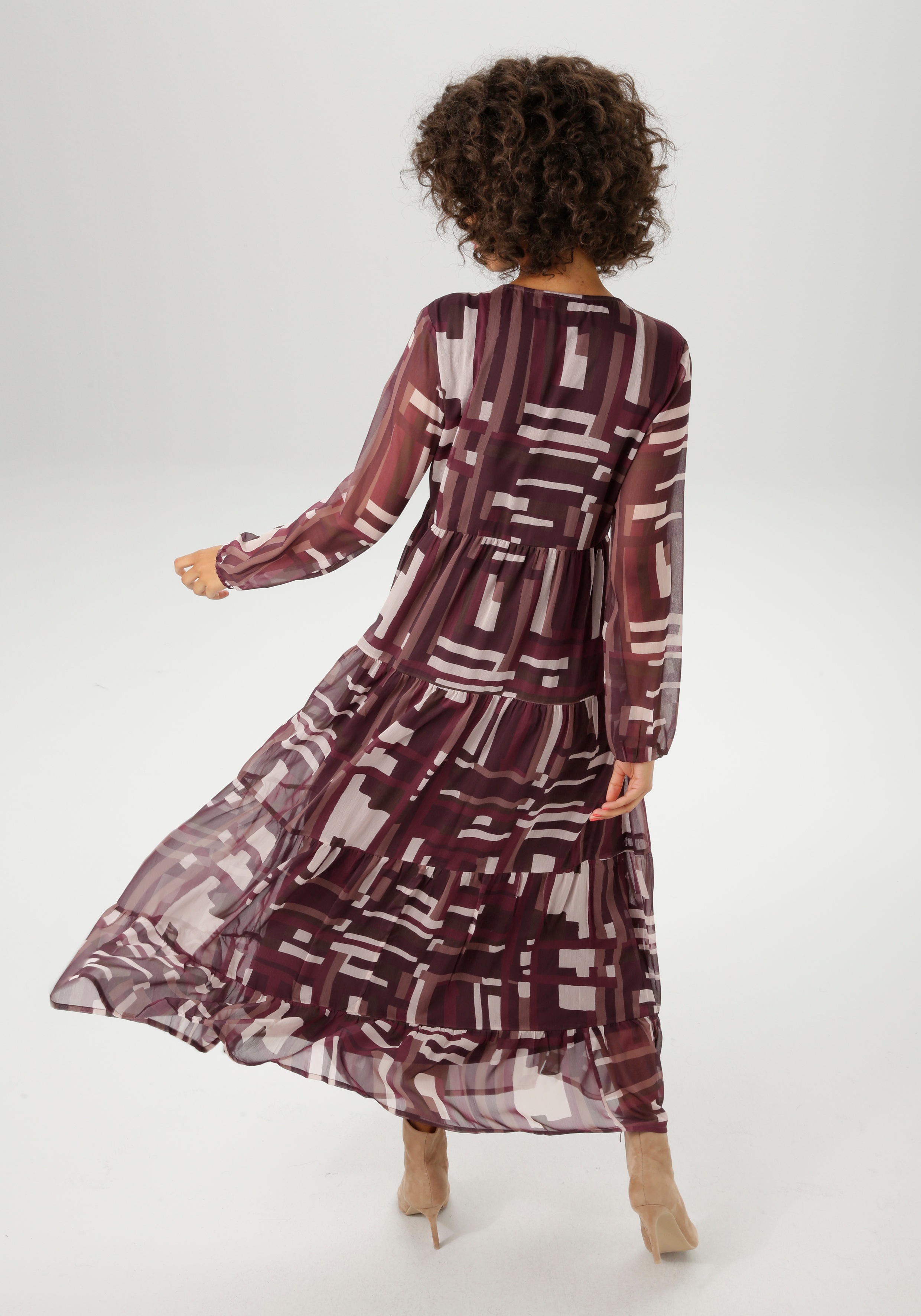 Thumbnail - Aniston CASUAL Maxikleid mit trendfarbigem, grafischen Muster - NEUE KOLLEKTION