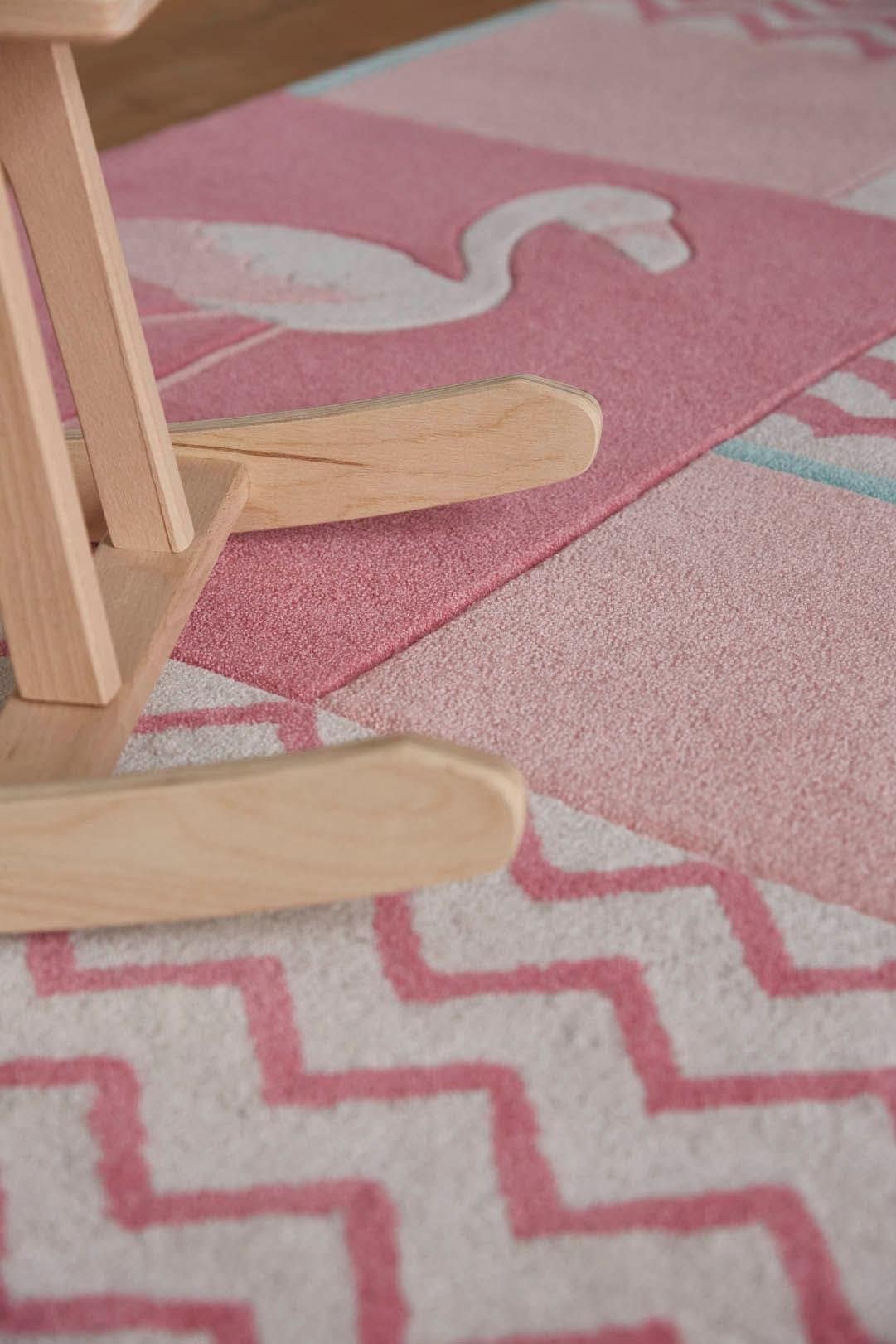 SMART KIDS Kinderteppich »Fruity Flamingo«, rechteckig, 9 mm Höhe, Flamingos Palmen, Konturenschnitt