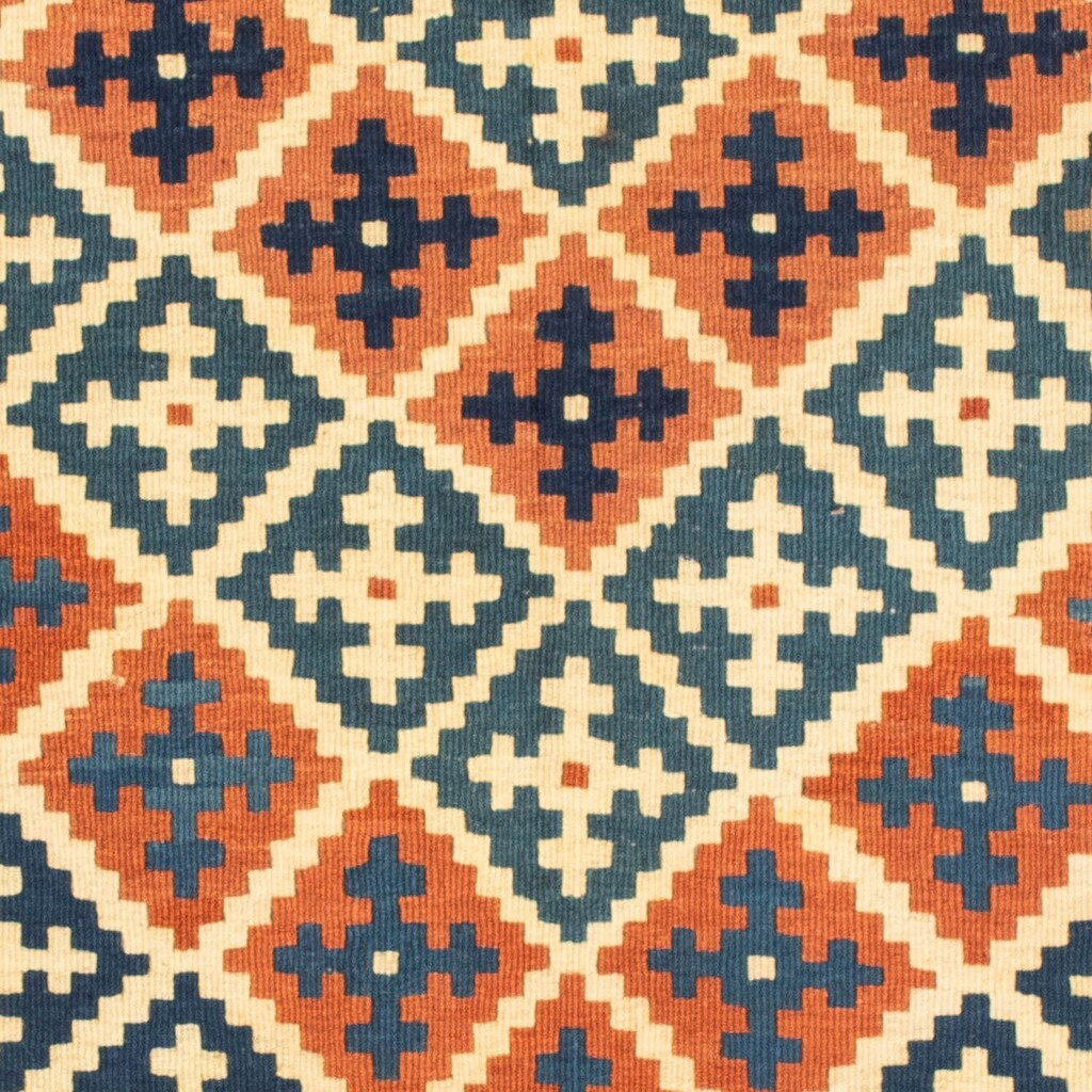 morgenland Wollteppich »Kelim Fars Durchgemustert Arancione 105 x 103 cm«, quadratisch