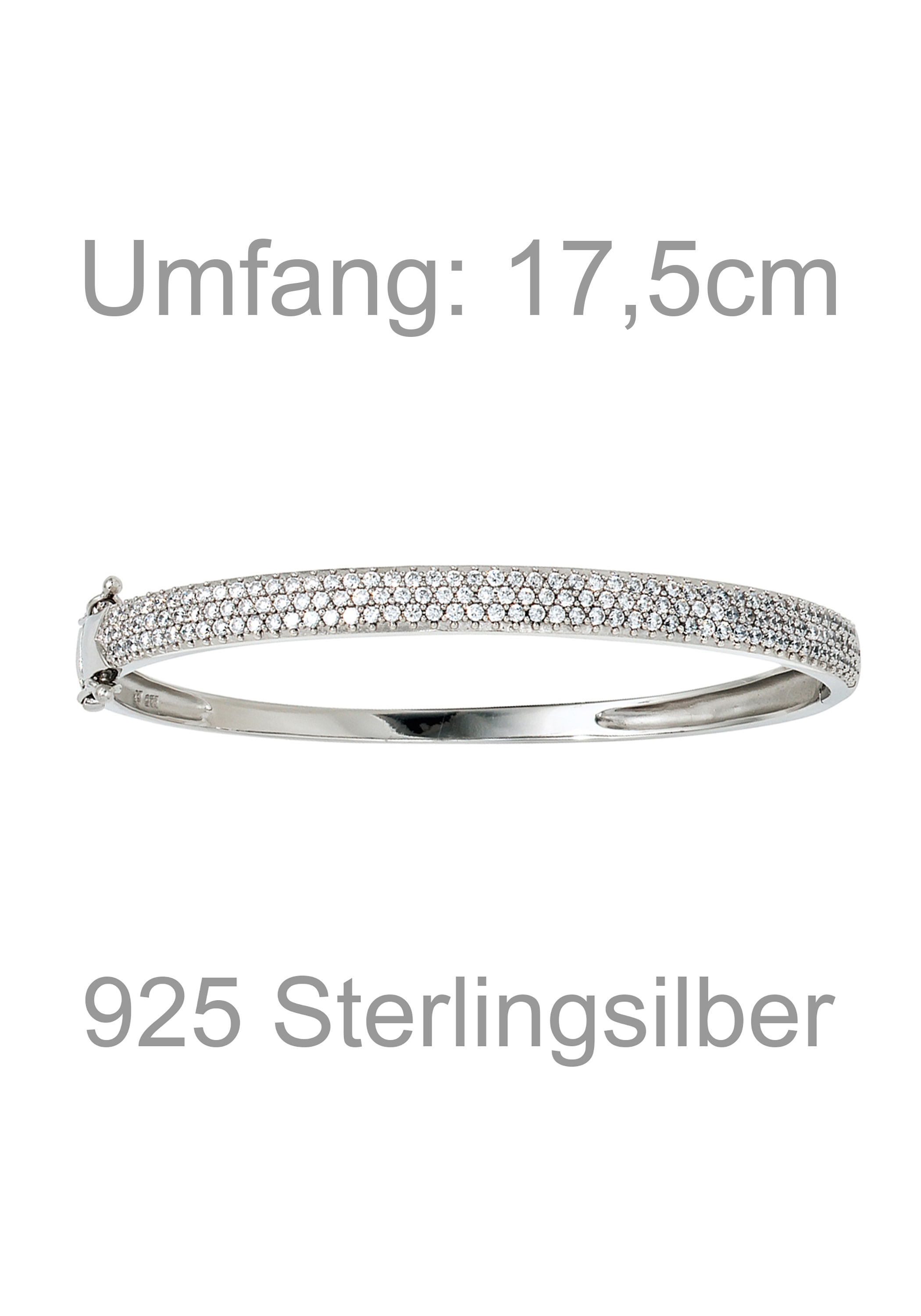 JOBO Silberarmband »Armreif« 925 Silber rhodiniert mit 145 Zirkonia 17,5 cm