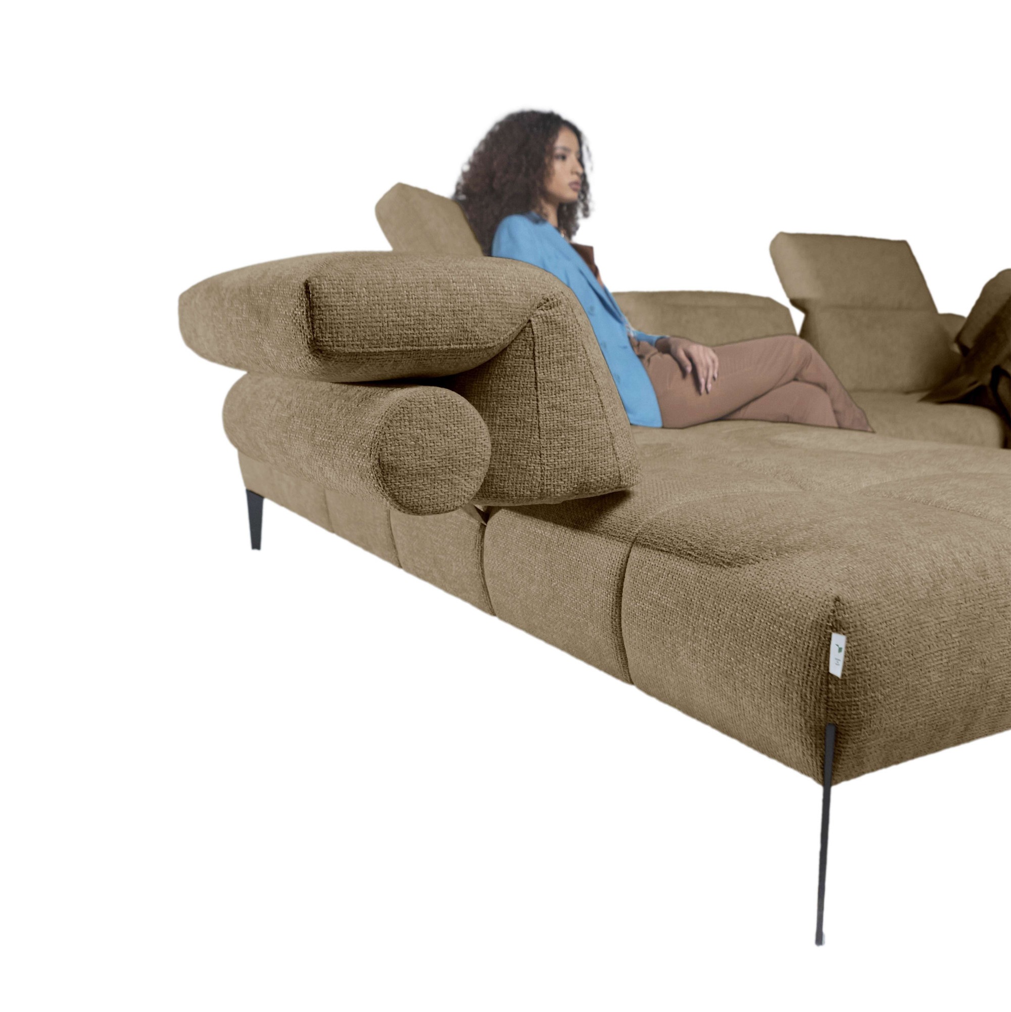 CALIA ITALIA Ecksofa »Skyline, Made in Italy, Design-Sofa, L-Form, mit Sitztiefenverstellung« verstellbare Armlehne und Kopfstütze für maximalen Komfort