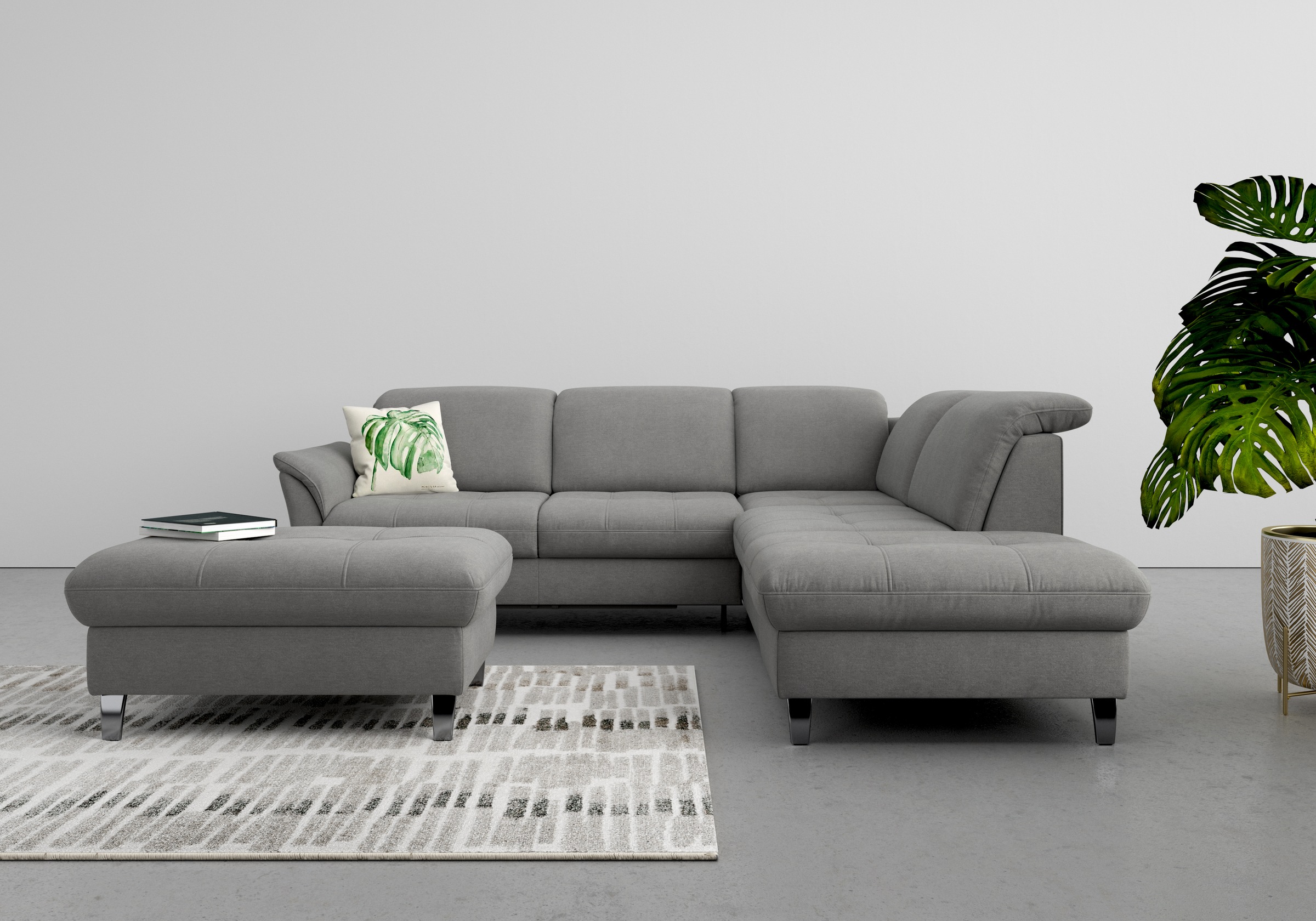 Ecksofa SIT & MORE "Maggiore L-Form", grau, B:261cm T:224cm, 98% Polyester, 2% Polyamid, Sofas, Ecksofa, wahlweise mit Kopfteilverstellung, Bettfunktion und Stauraum