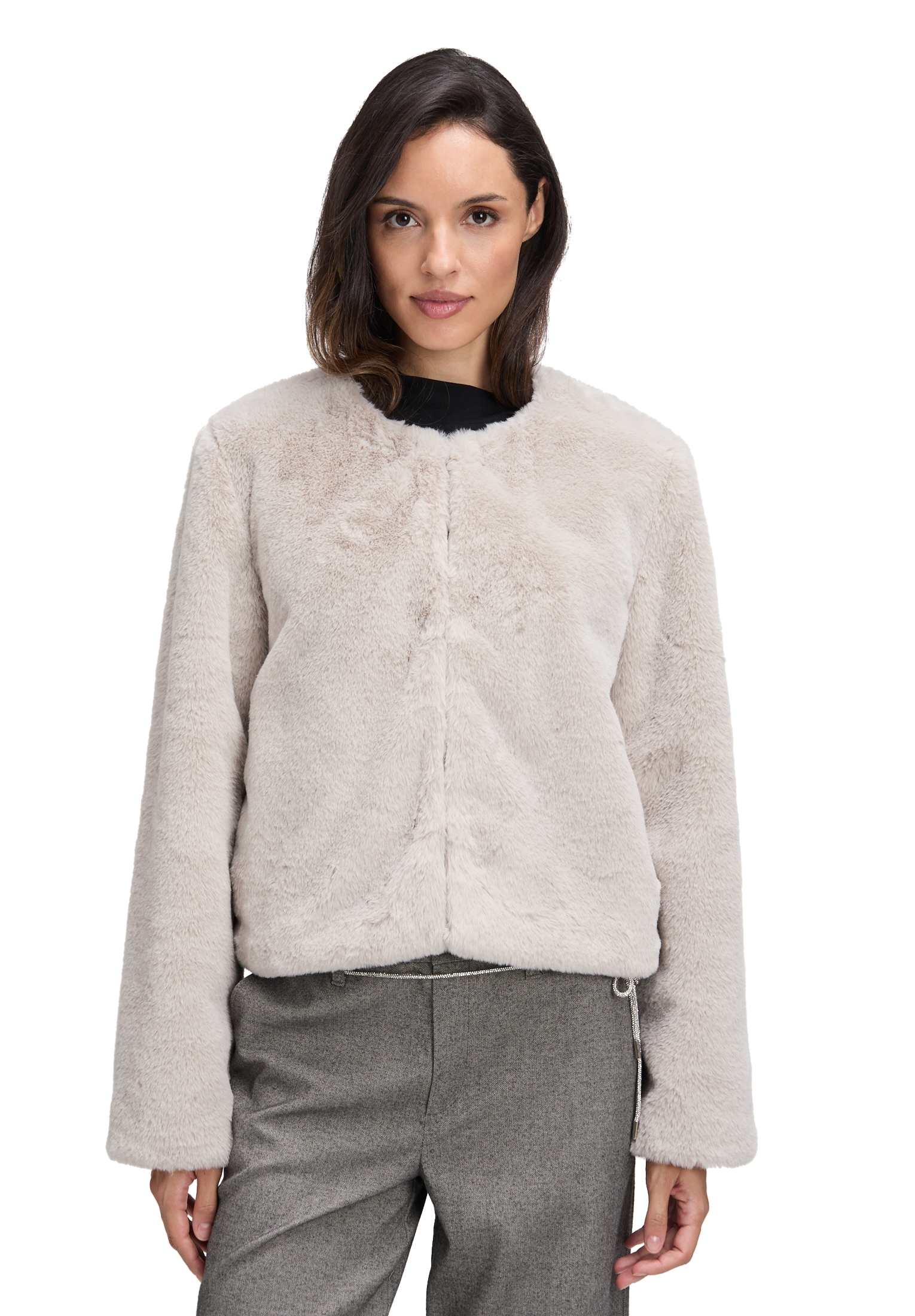 Cartoon Fellimitatjacke "Cartoon Damen Kunstfell-Jacke mit Eingrifftaschen" günstig online kaufen