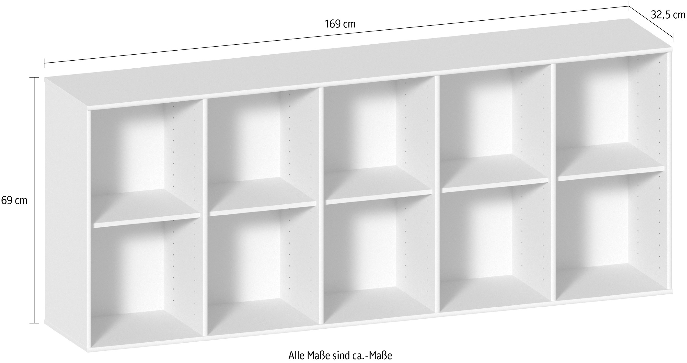 Hammel Furniture Sideboard »Mistral Kubus 117, hängend/stehend montierbar«, (1 St.), Verstellbar Einlegeböden, B: 169 cm, anpassungsbar Designmöbel