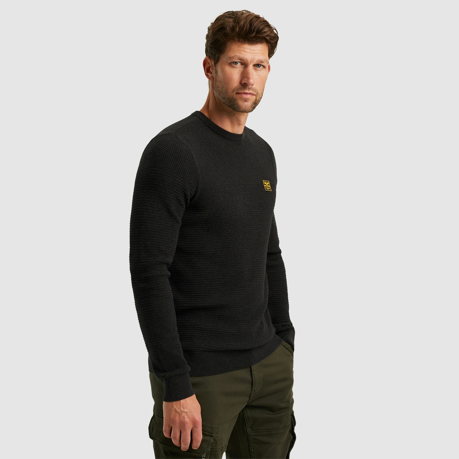 PME LEGEND Rundhalspullover "Crewneck collar cotton mouline", mit Logostick günstig online kaufen