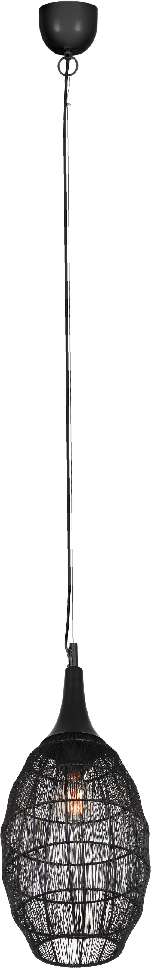 "TRIO LEUCHTEN Pendelleuchte ""SORAYA, 1-flammige Hängelampe mit Drahtgeflecht Lampenschirm"", schwarz (schwarz matt), 1, Ø 26cm H: 150cm, 1 Stk.