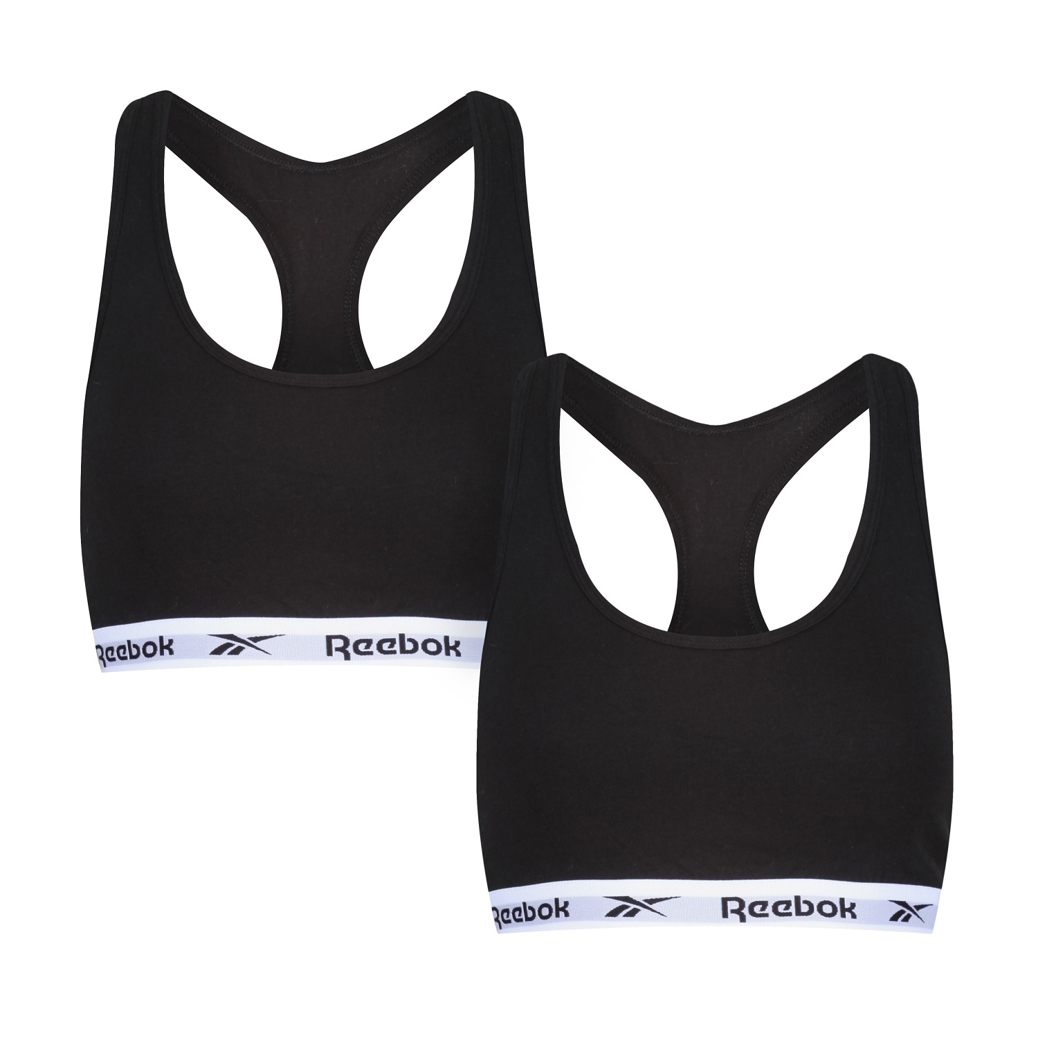 Reebok Bustier "Frankie" 2er-Pack, Breite Träger, Ohne Verschluss, Ohne Bügel, Mit Logo, Baumwollmix