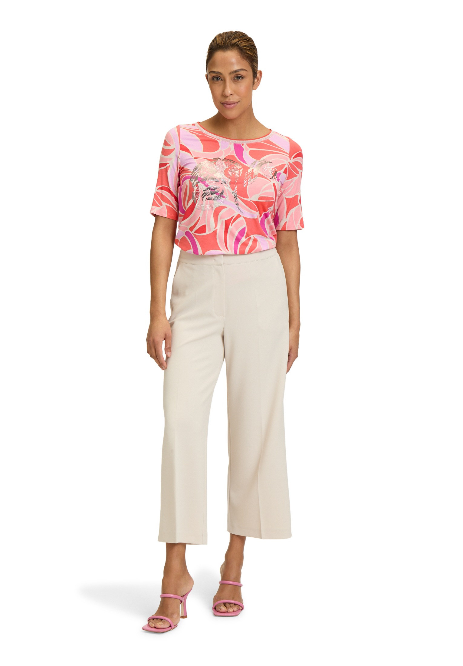 Betty Barclay Kurzarmshirt »Betty Barclay Printshirt mit Schmucksteinen«, (1 tlg.), Glitzersteine