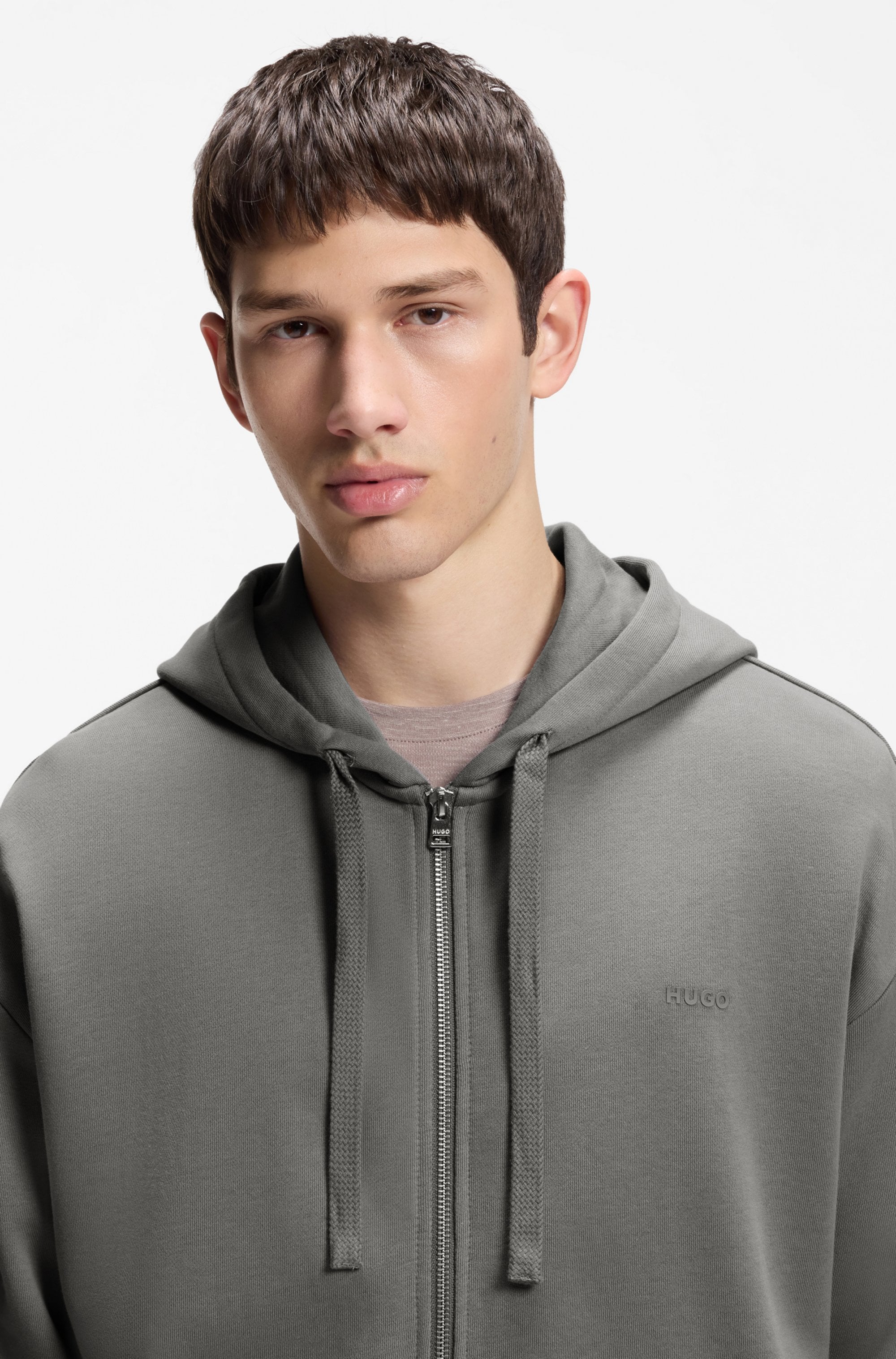 HUGO Kapuzensweatjacke Relaxed Fit, Kapuze, Taschen
