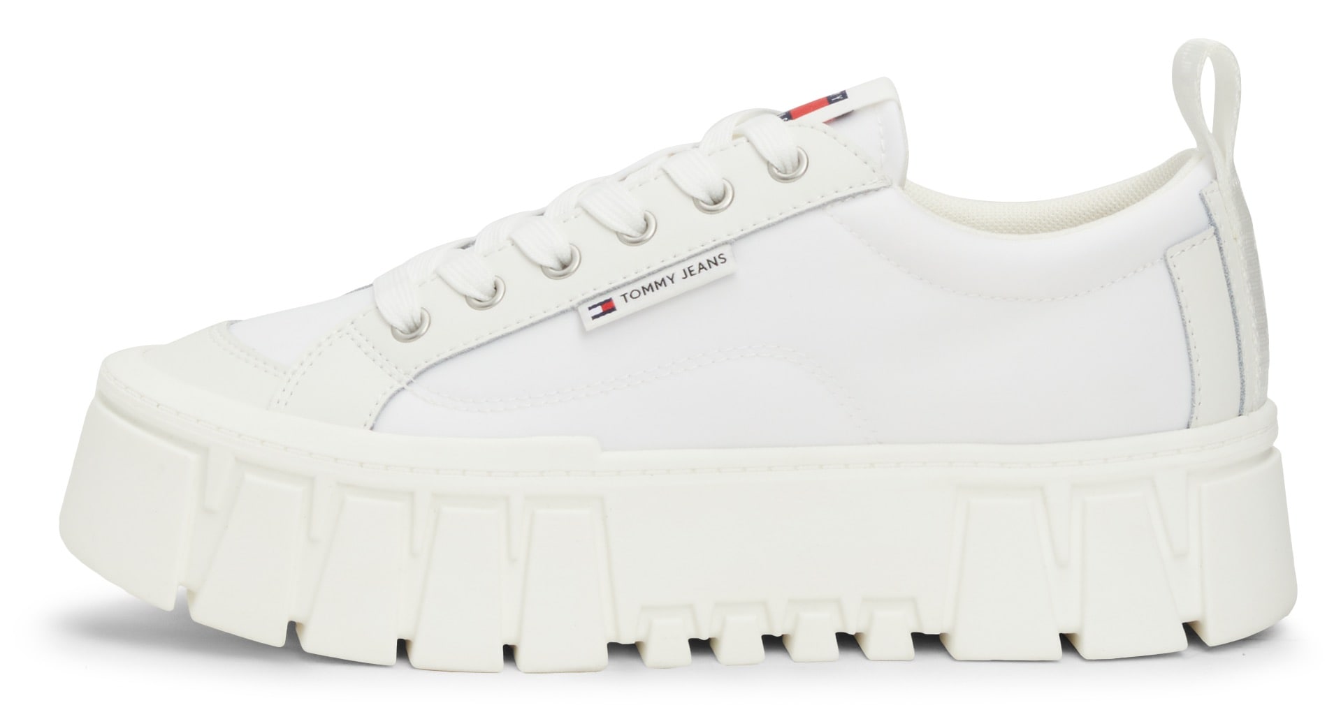 Tommy Jeans Plateausneaker »TJW VULC FLATFORM LC MIX MEDIA«, Freizeitschuh, Halbschuh, Schnürschuh mit derber Sohle