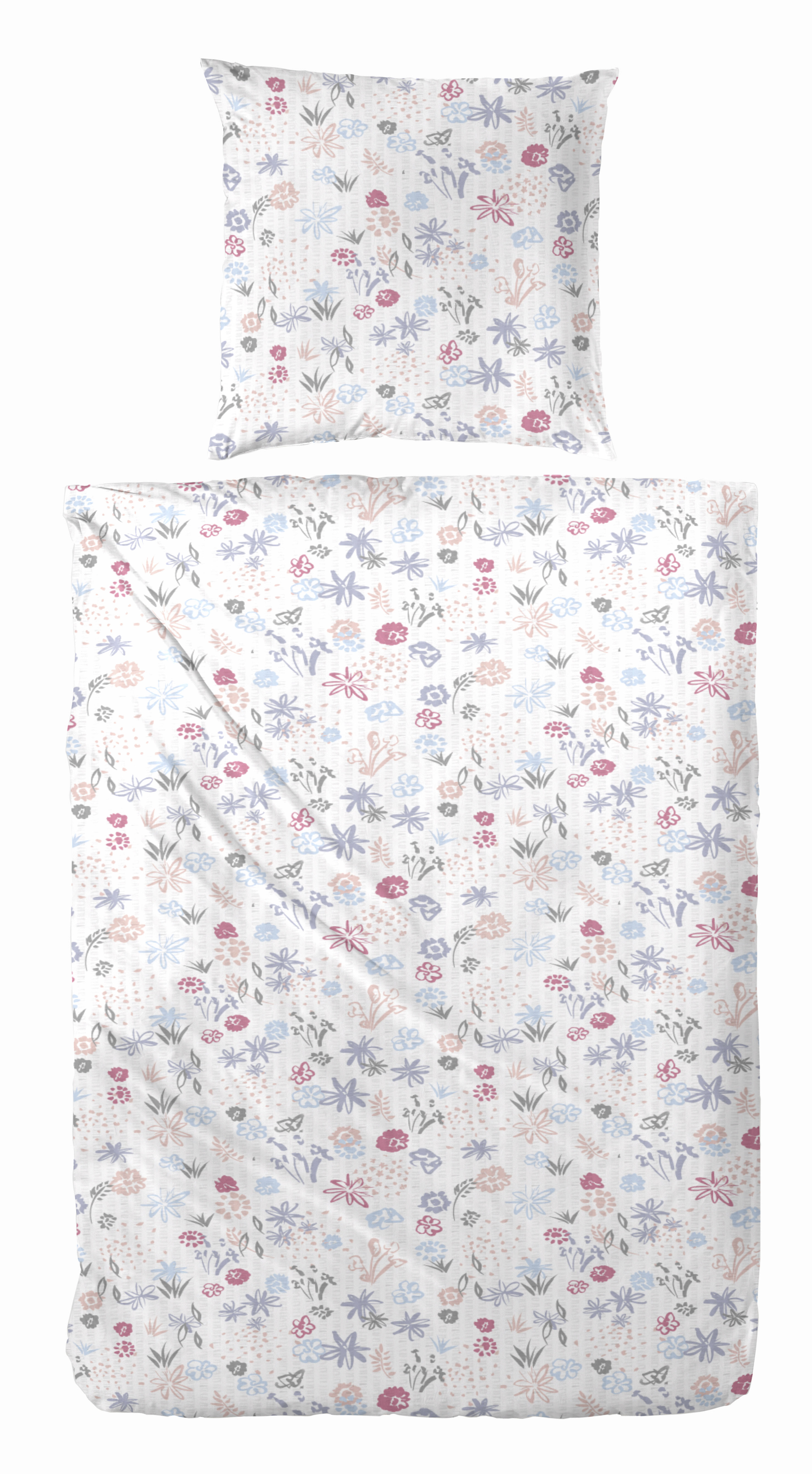 Primera "Primera Soft-Seersucker-Bettwäsche Blümchen" 2 Stk. mit bunten Blumen