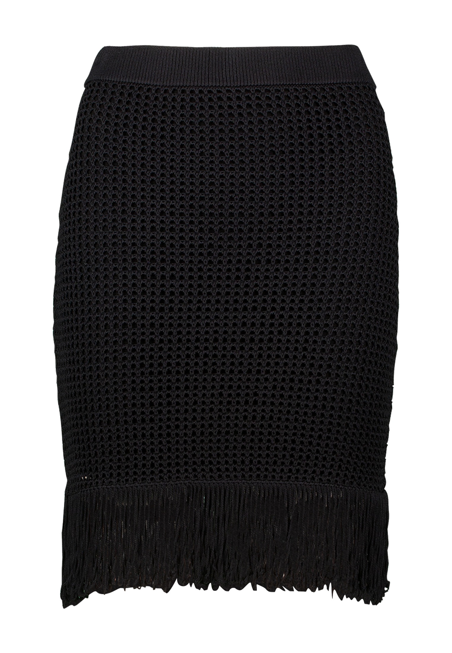 Zero Minirock "Damen Strickrock mit Fransen" Lochmuster günstig online kaufen