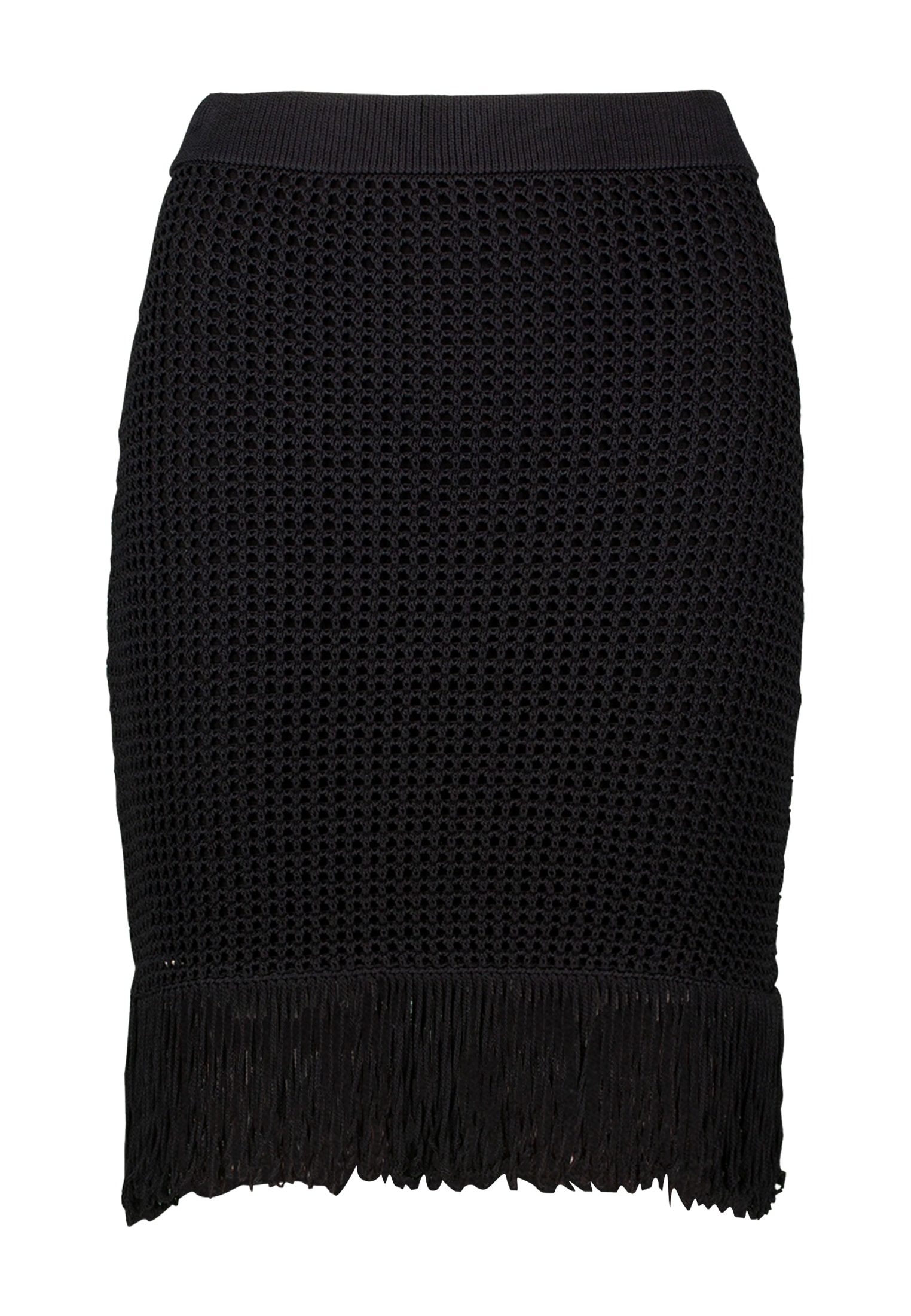 Zero Minirock "zero Damen Strickrock mit Fransen", Lochmuster günstig online kaufen