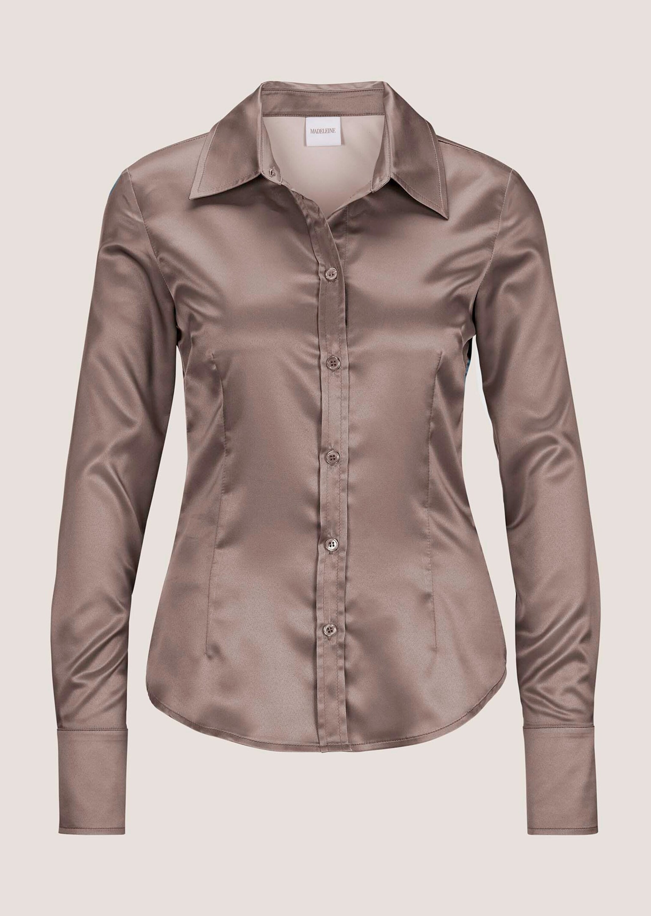 MADELEINE Hemdbluse "Bluse Hemdbluse mit glänzendem Finish" Satinbluse günstig online kaufen