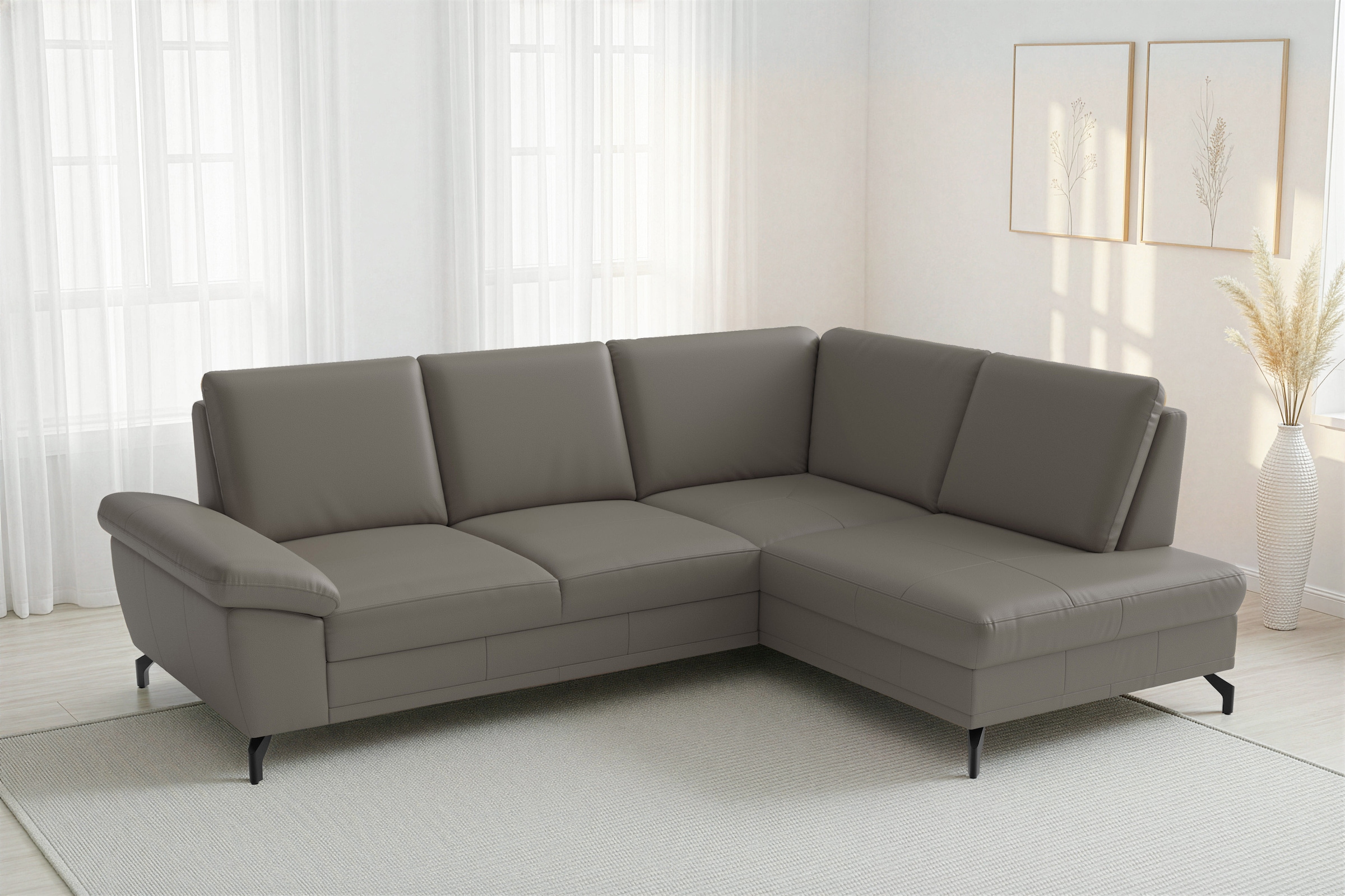 sit&more Ecksofa "Chelsea L-Form, B: 249 cm, Armteil- & Sitztiefenverstellung, Leder" optional mit Schlaffunktion und Bettkasten