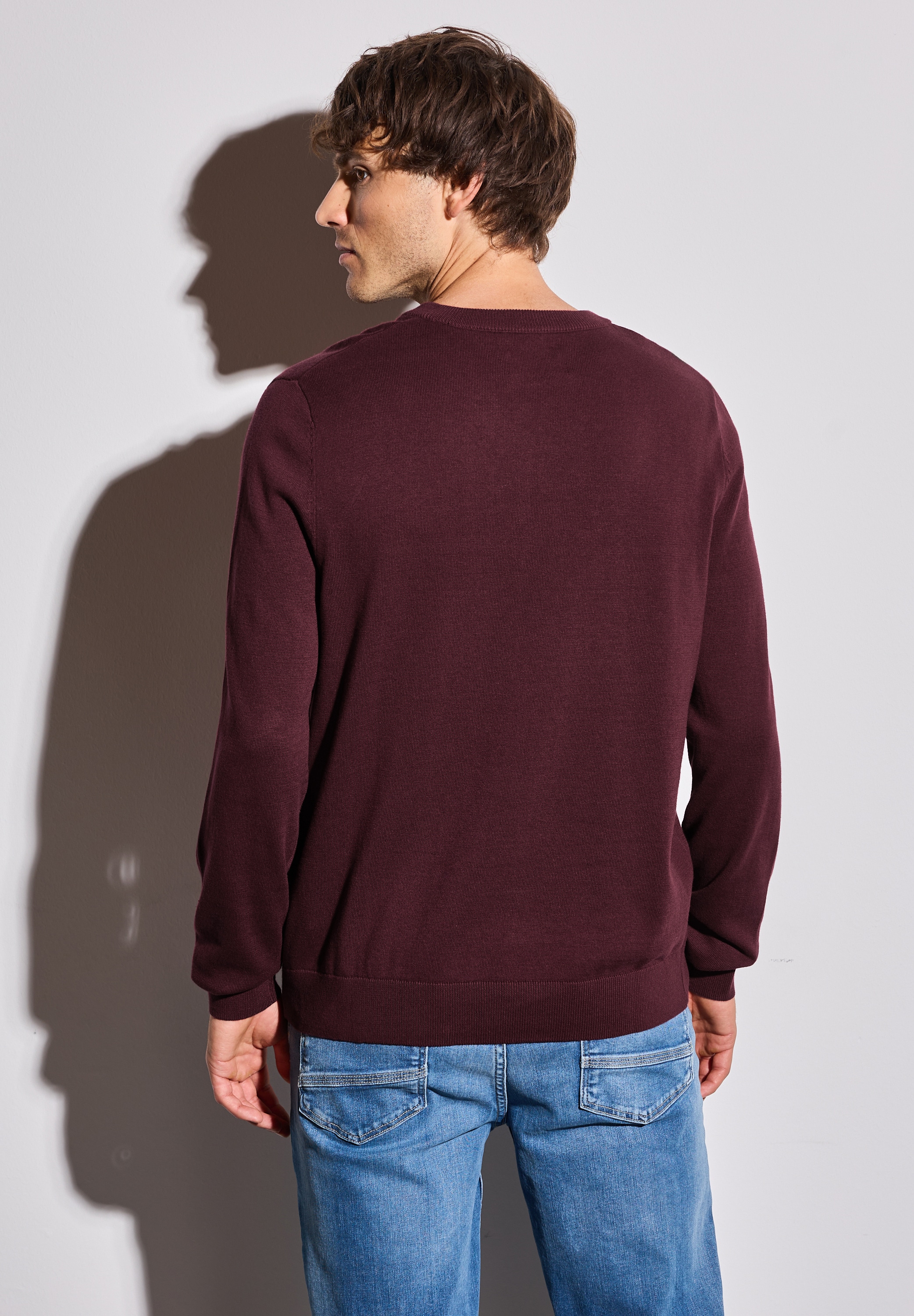 STREET ONE MEN Strickpullover, aus reiner Baumwolle
