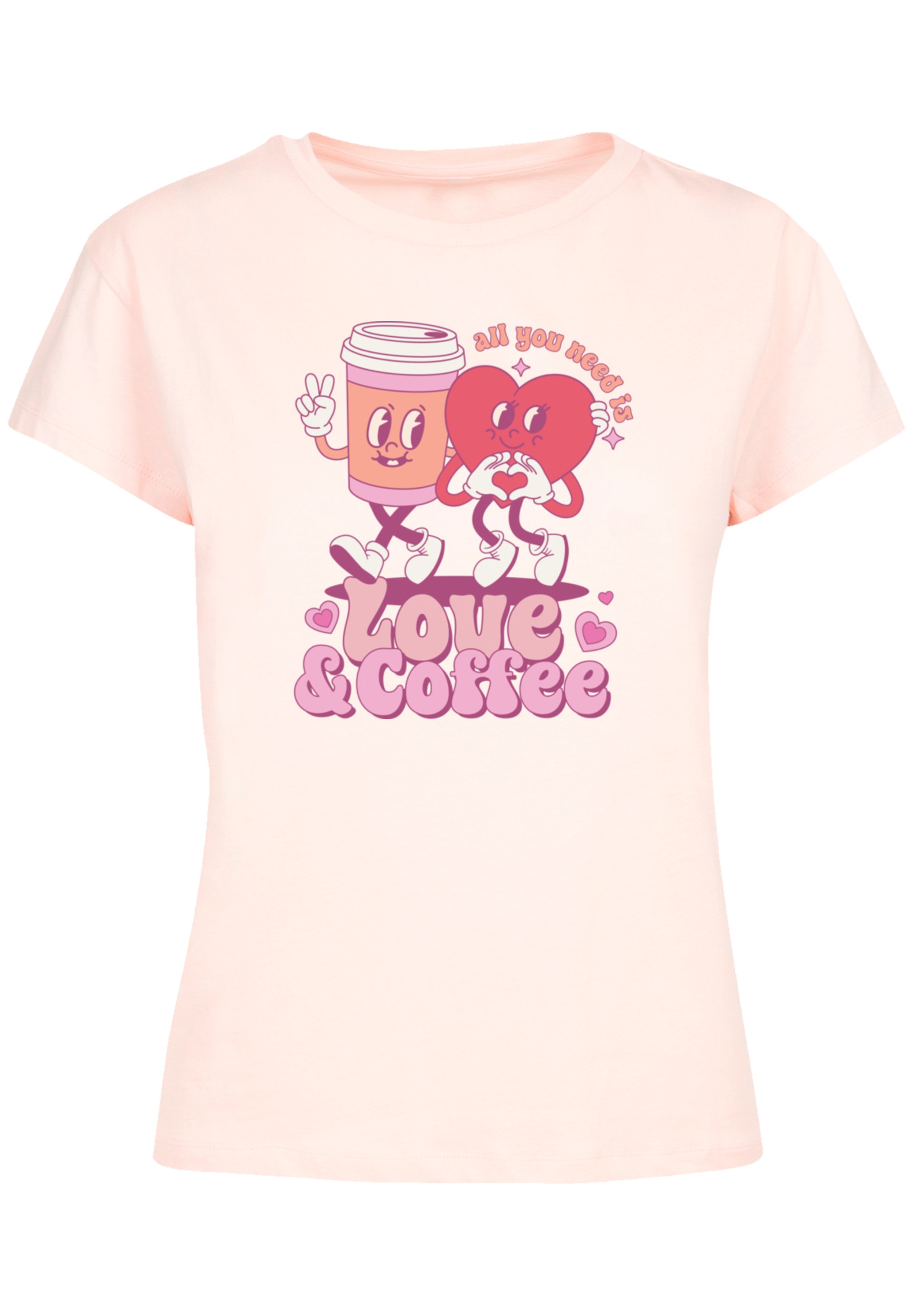 F4NT4STIC T-Shirt »Love and Coffe Valentinstag«, Premium Qualität
