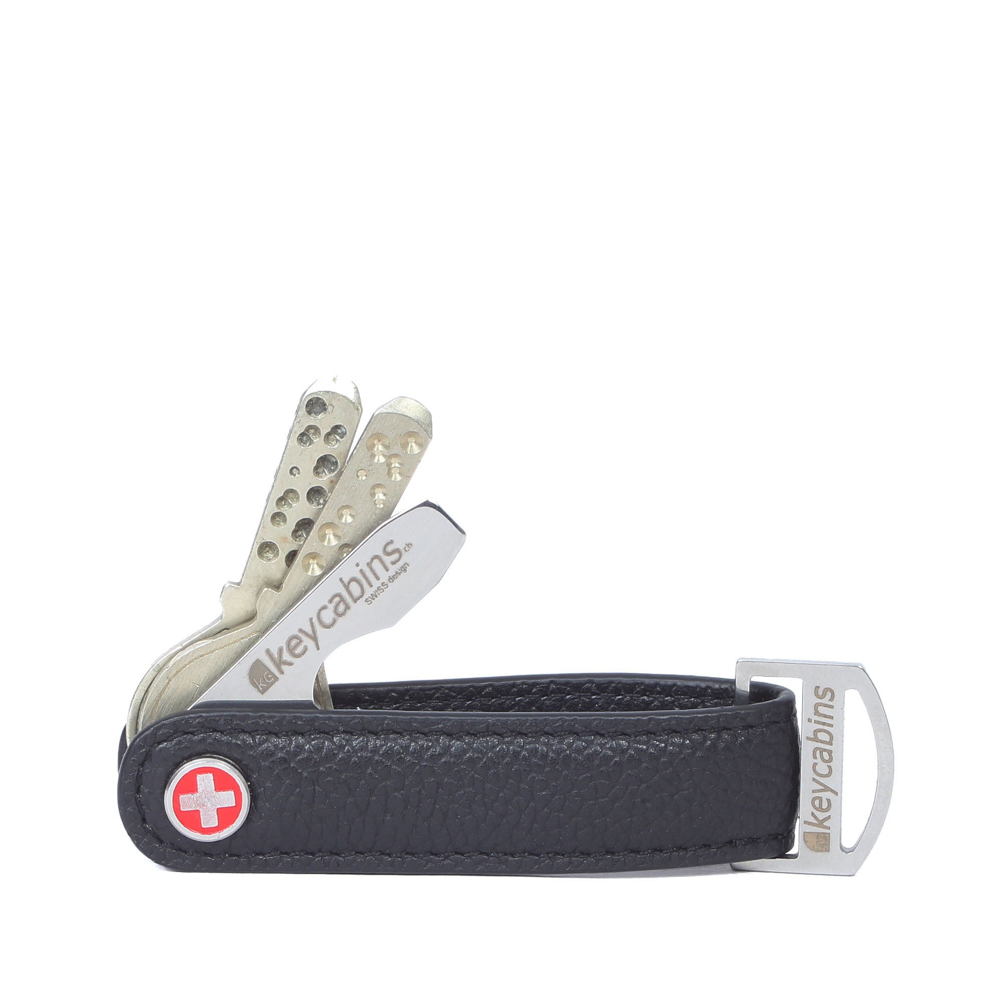 "Schlüsselanhänger KEYCABINS ""Loop-leather S4"", Damen, schwarz, Leder, Basic, Schlüsselanhänger Schlüsselanhänger, SWISS Design"