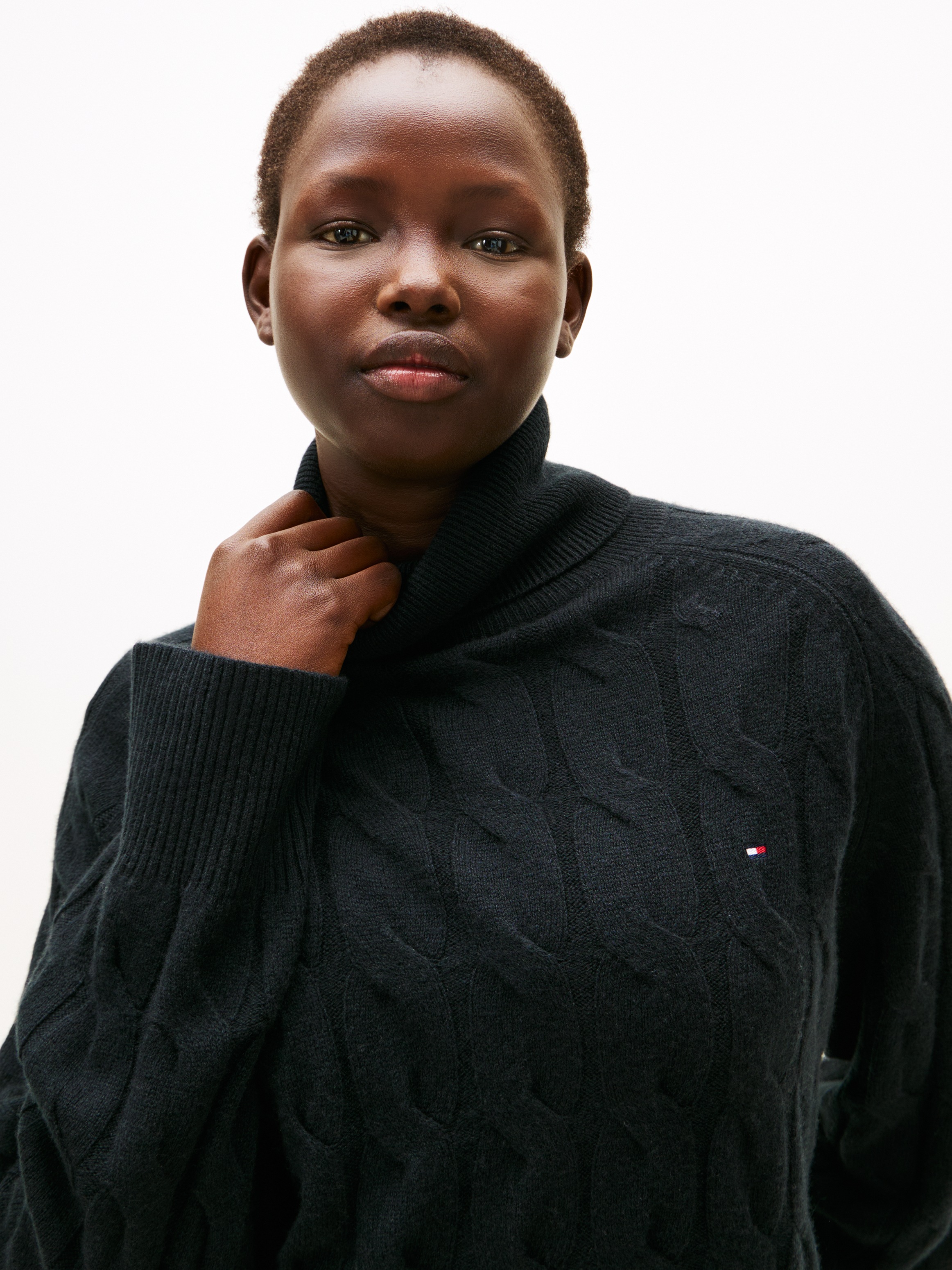 Tommy Hilfiger Curve Rollkragenpullover "CRV SOFT WOOL CABLE ROLL-NK SWT" i günstig online kaufen